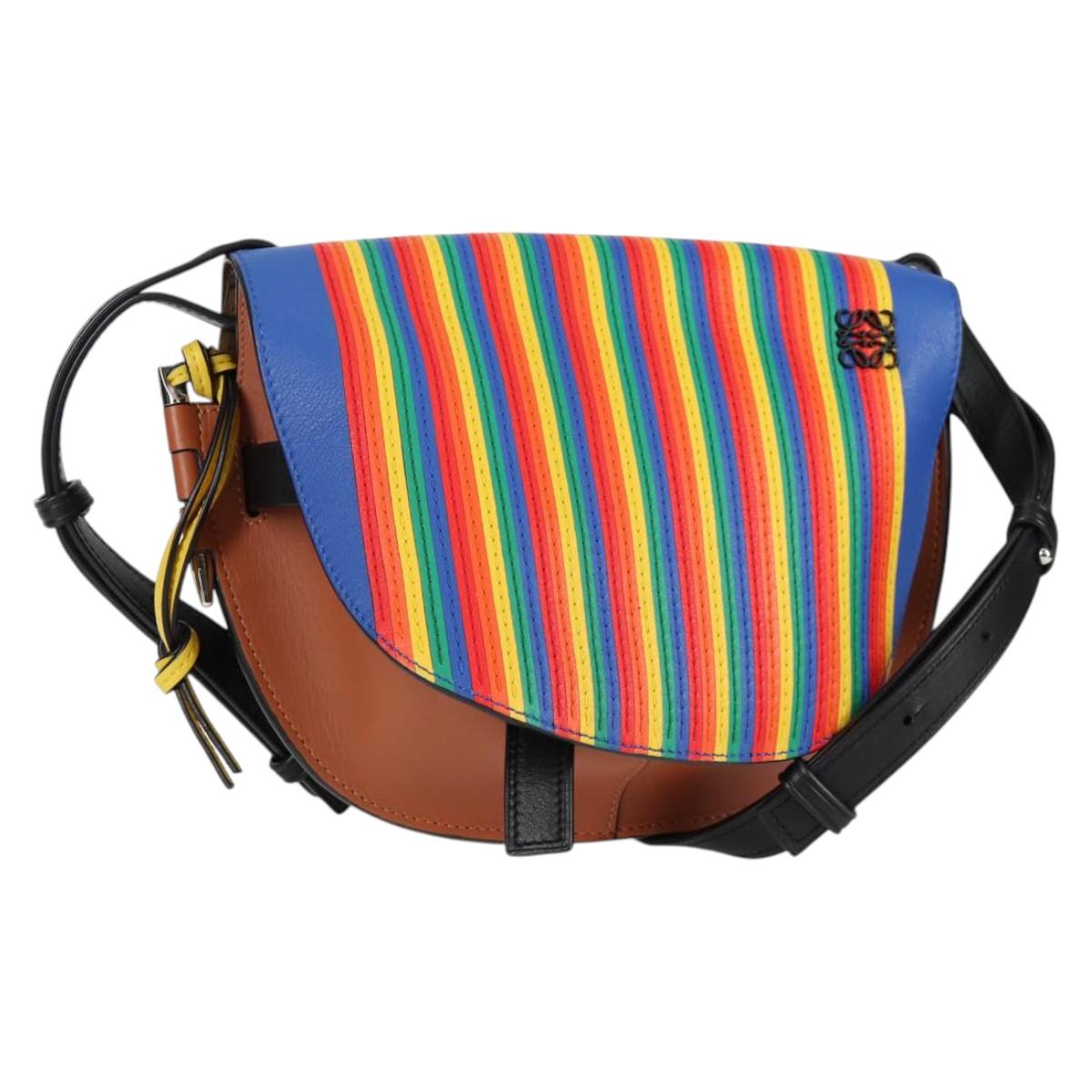 LOEWE Anagram Rainbow Gate Shoulder Bag Leather Brown