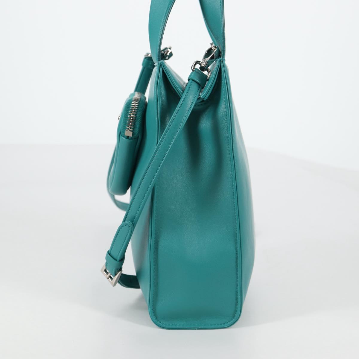 PRADA Hand Bag Leather 2way Green Silver