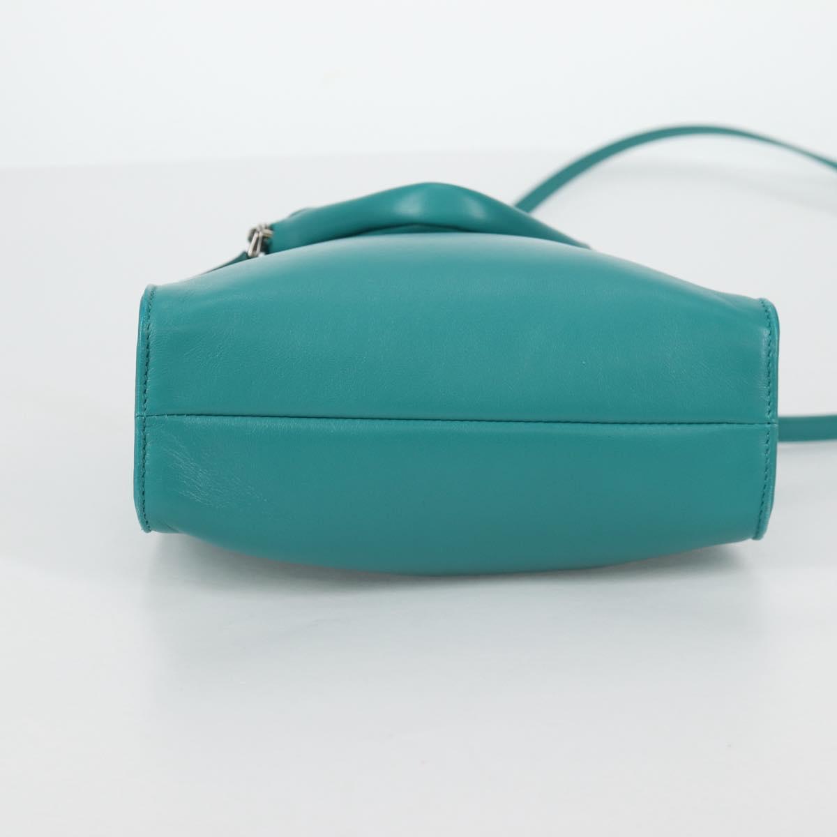 PRADA Hand Bag Leather 2way Green Silver