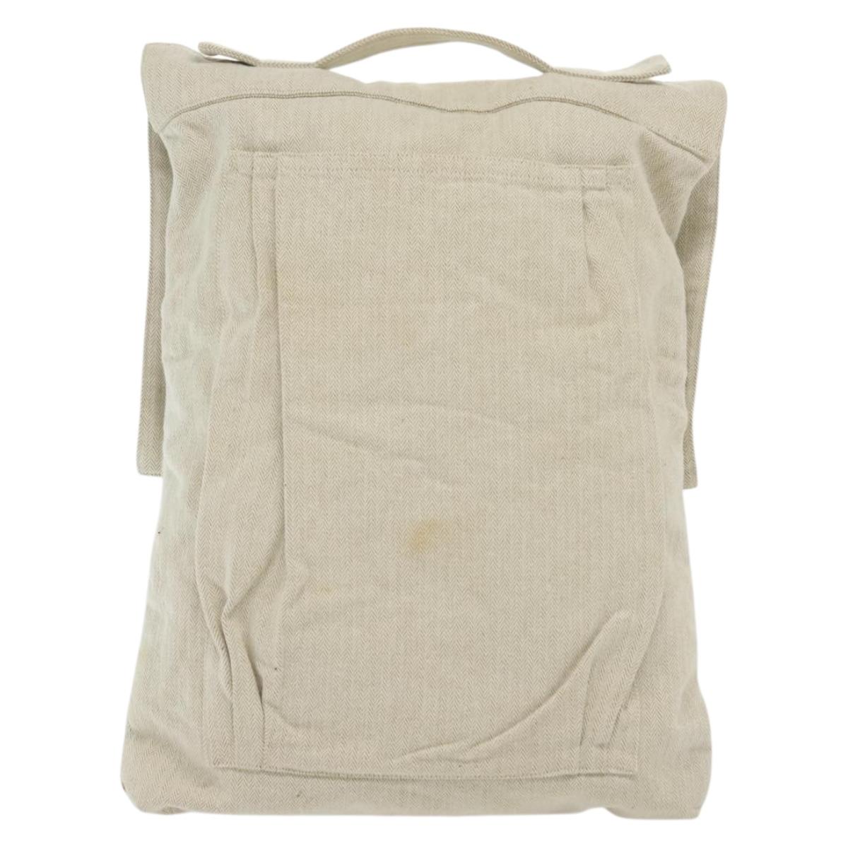 HERMES Buggy Baggage Hand Bag Canvas Beige Silver