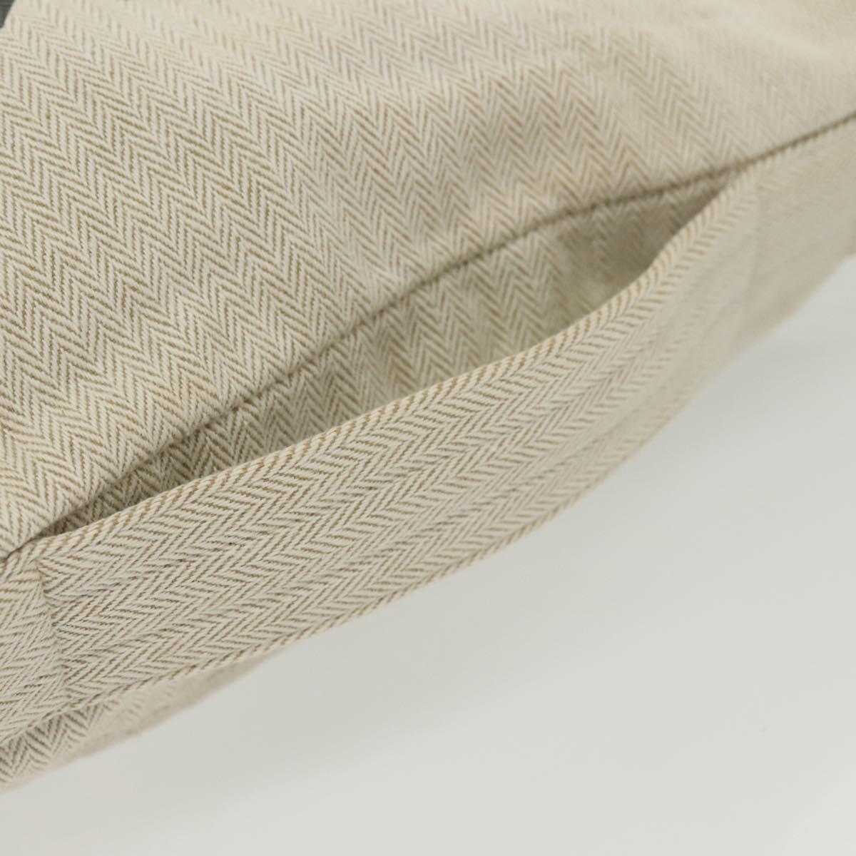 HERMES Buggy Baggage Hand Bag Canvas Beige Silver