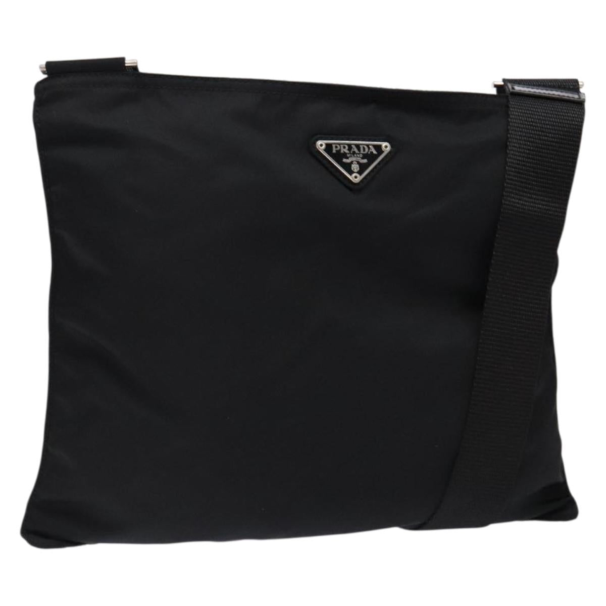 PRADA Shoulder Bag Nylon Black Silver