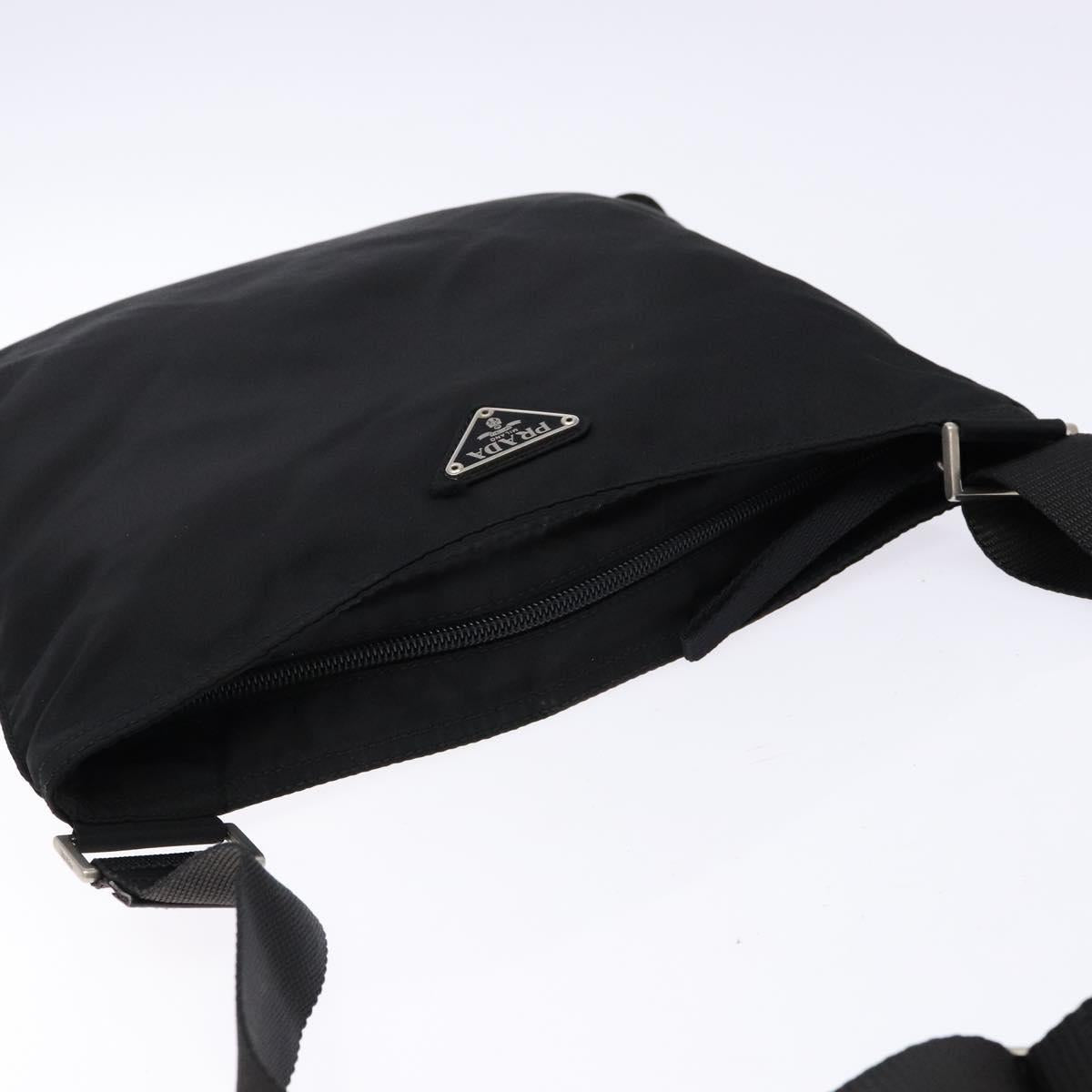 PRADA Shoulder Bag Nylon Black Silver