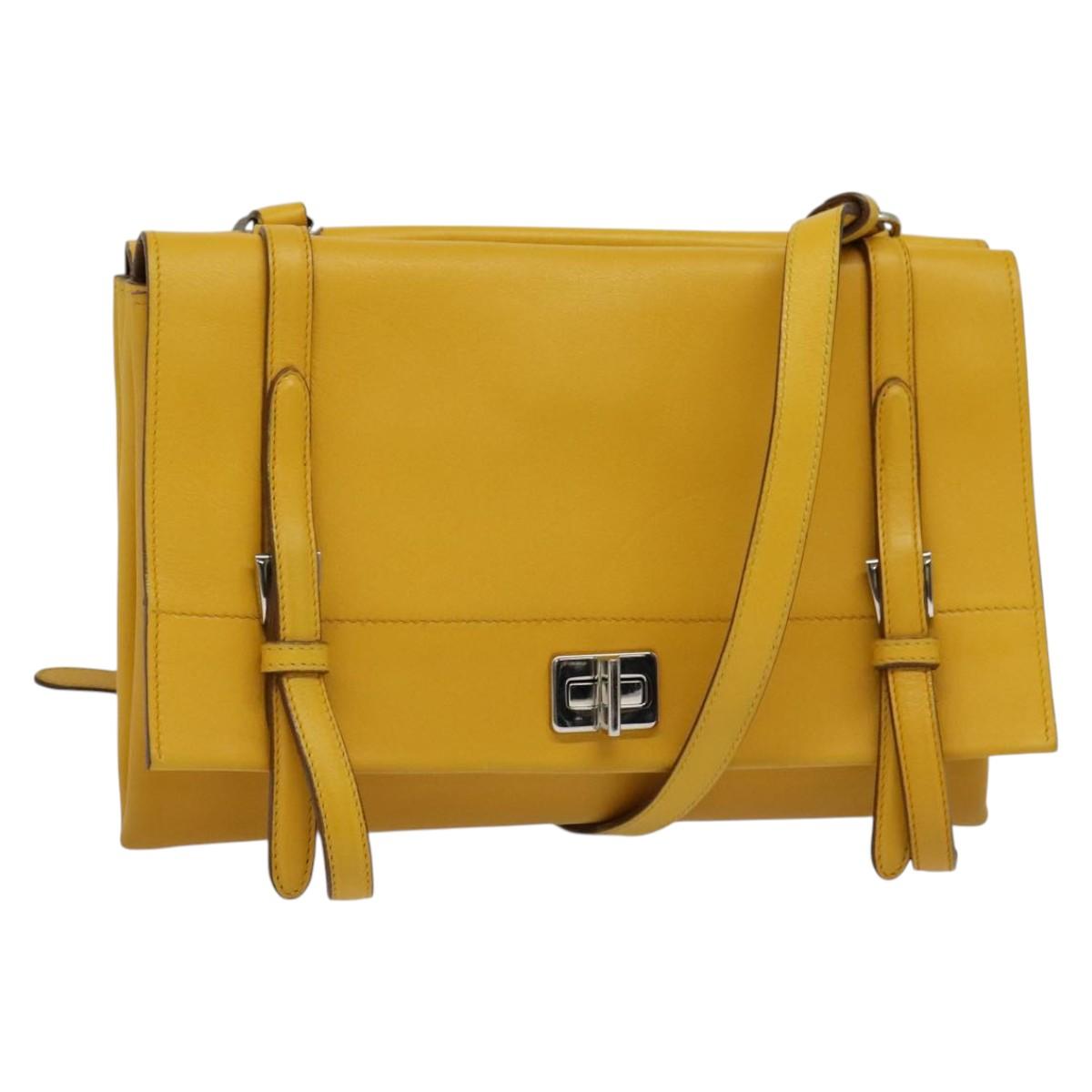 PRADA Shoulder Bag Yellow Silver