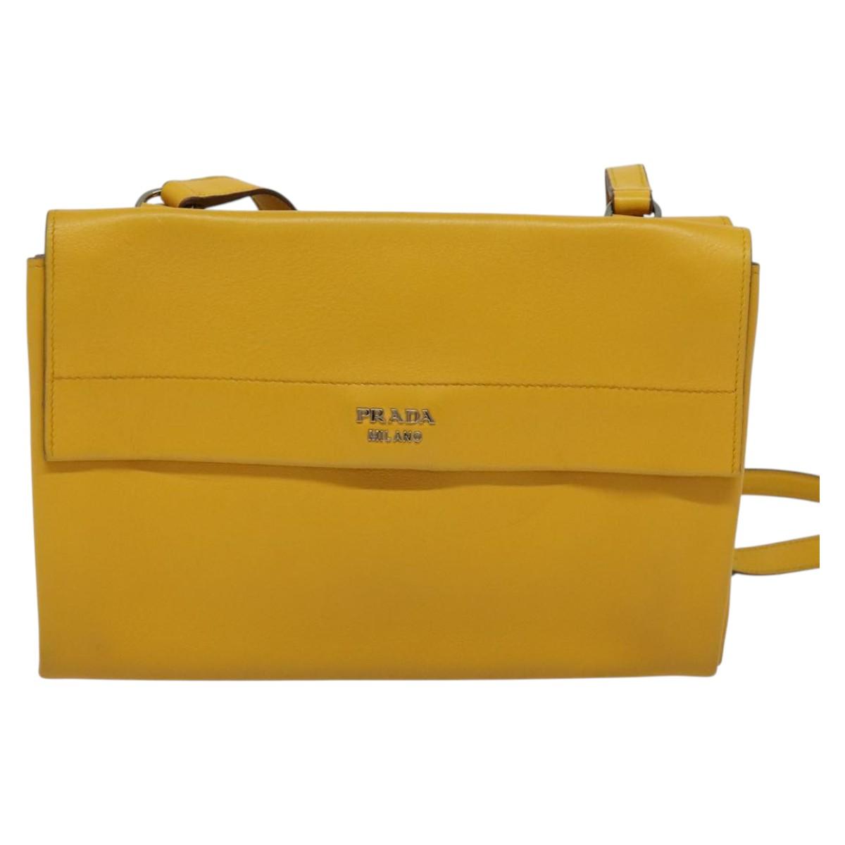 PRADA Shoulder Bag Yellow Silver
