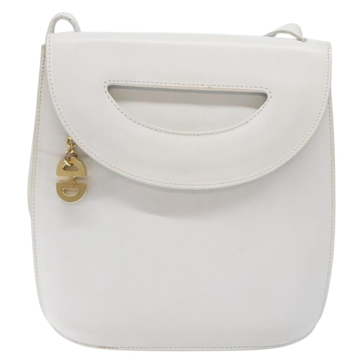 CELINE Shoulder Bag Leather Gold White