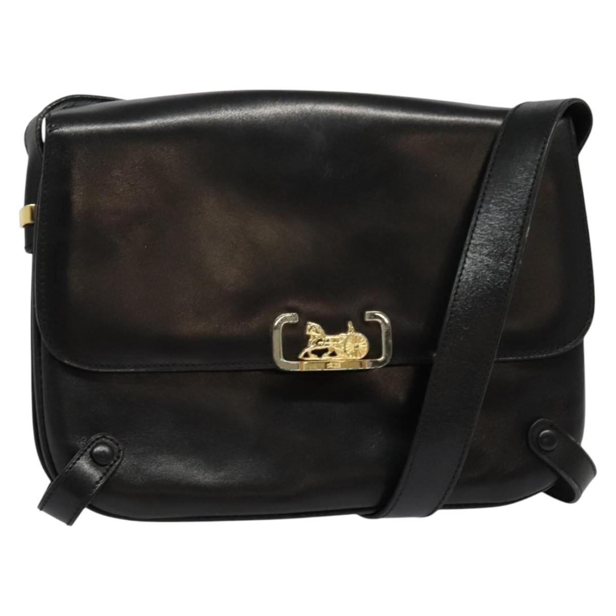 CELINE Shoulder Bag Leather Black Gold