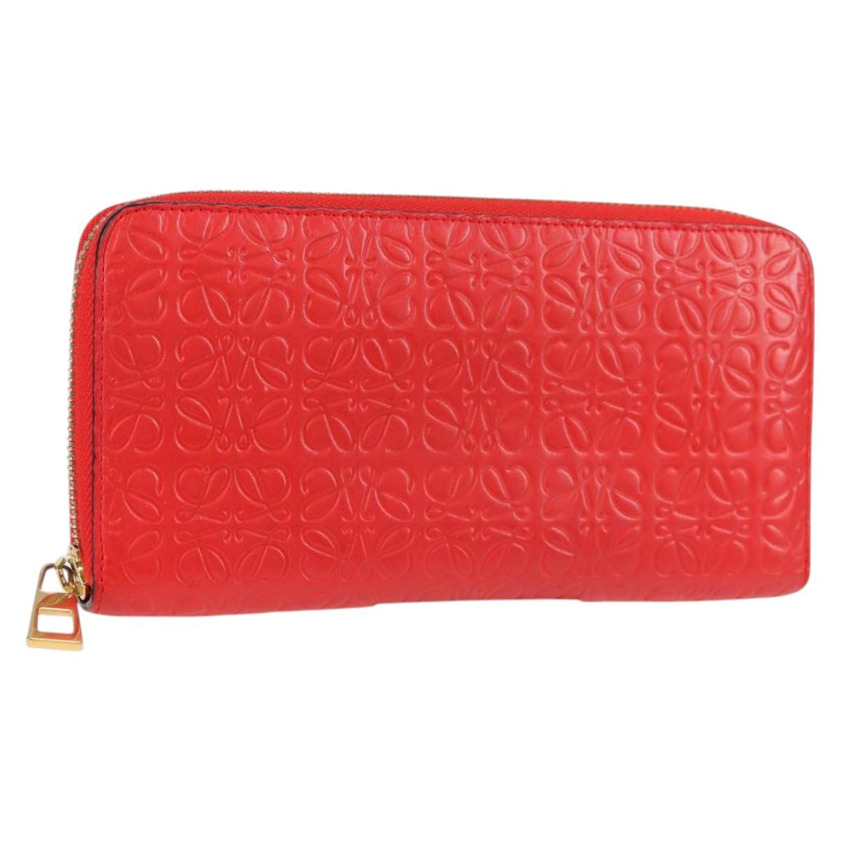 LOEWE Anagram Long Wallet Leather Red