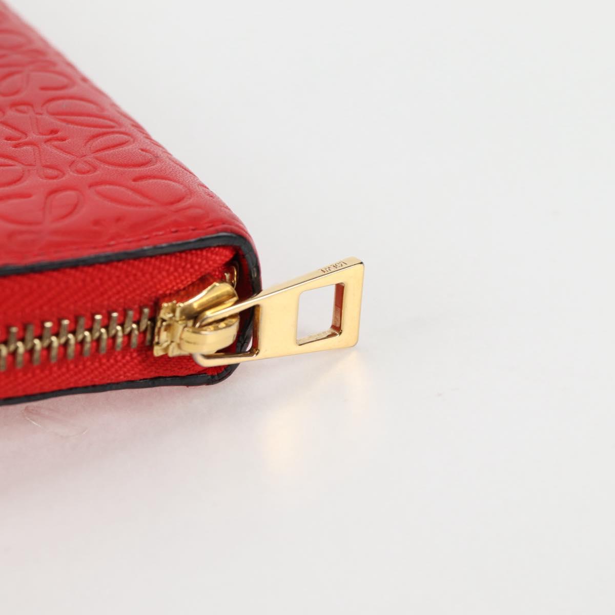 LOEWE Anagram Long Wallet Leather Red