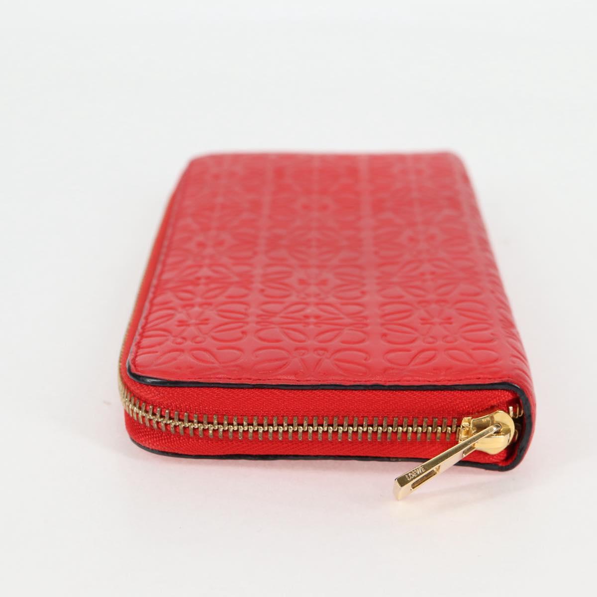 LOEWE Anagram Long Wallet Leather Red