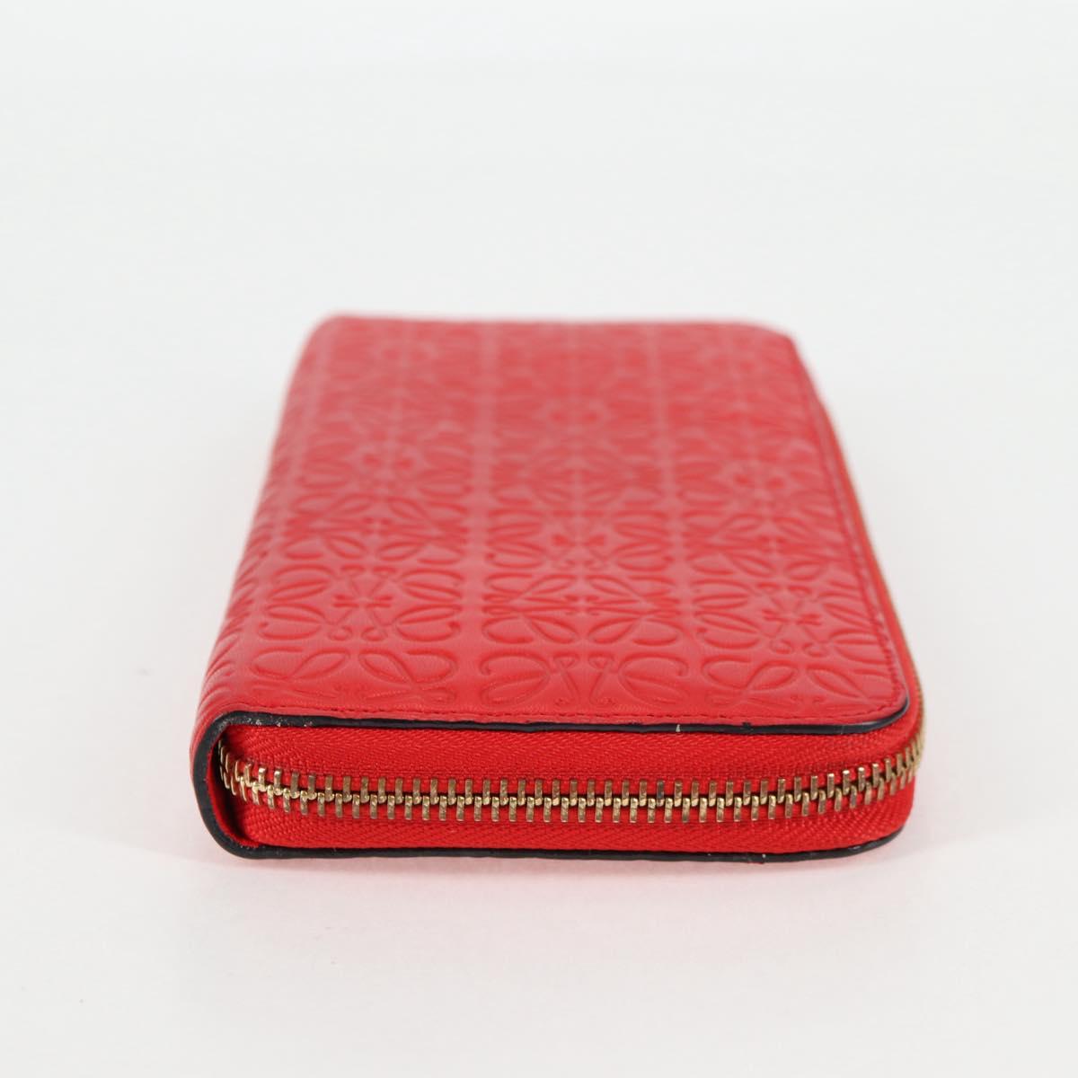 LOEWE Anagram Long Wallet Leather Red