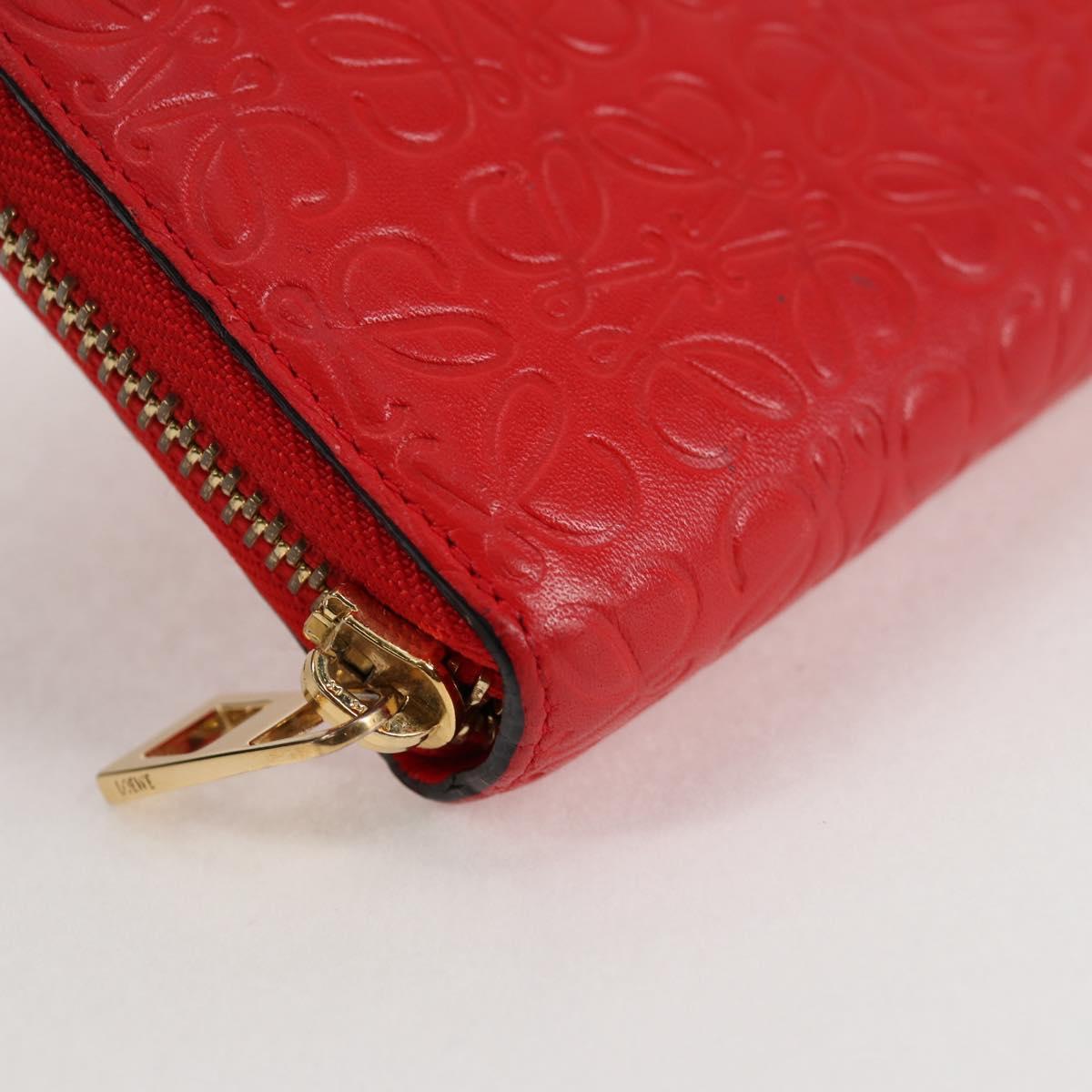 LOEWE Anagram Long Wallet Leather Red