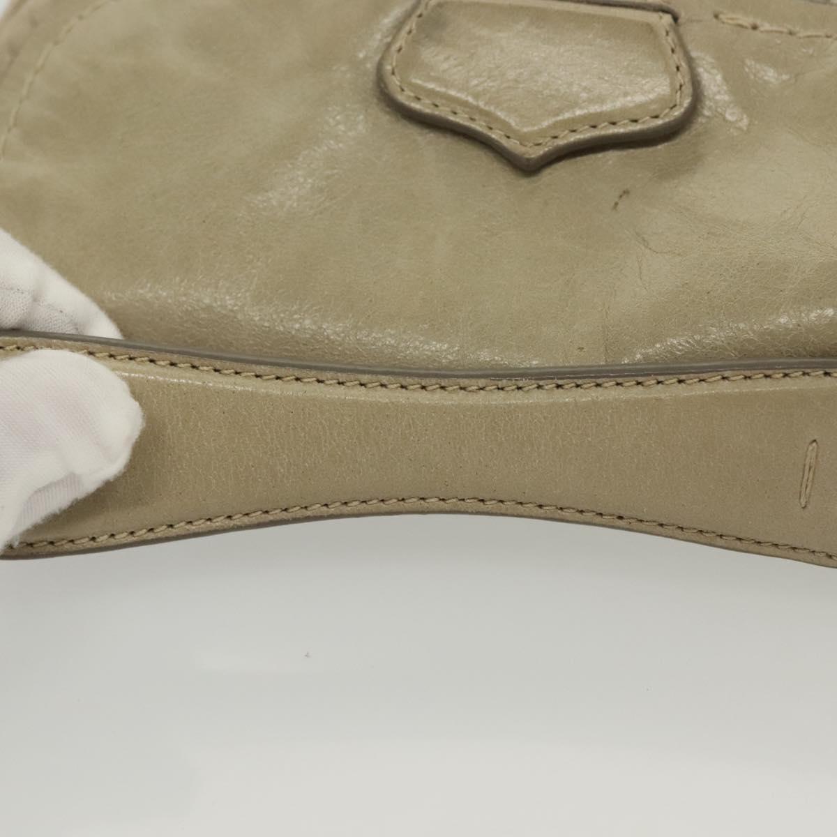 PRADA Chain Shoulder Bag Leather Beige Gold