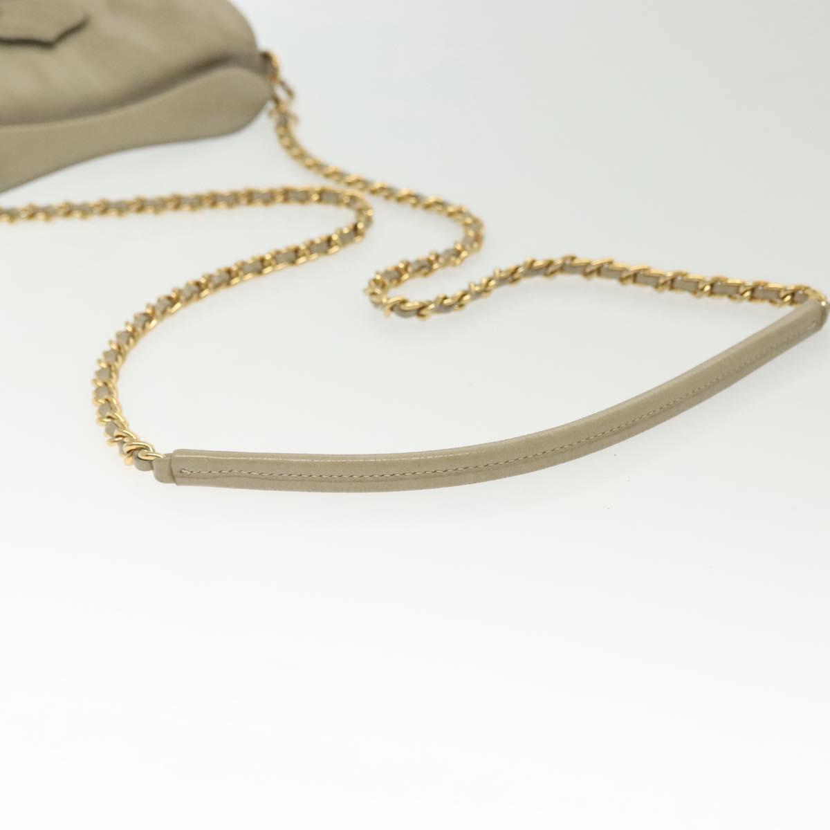 PRADA Chain Shoulder Bag Leather Beige Gold