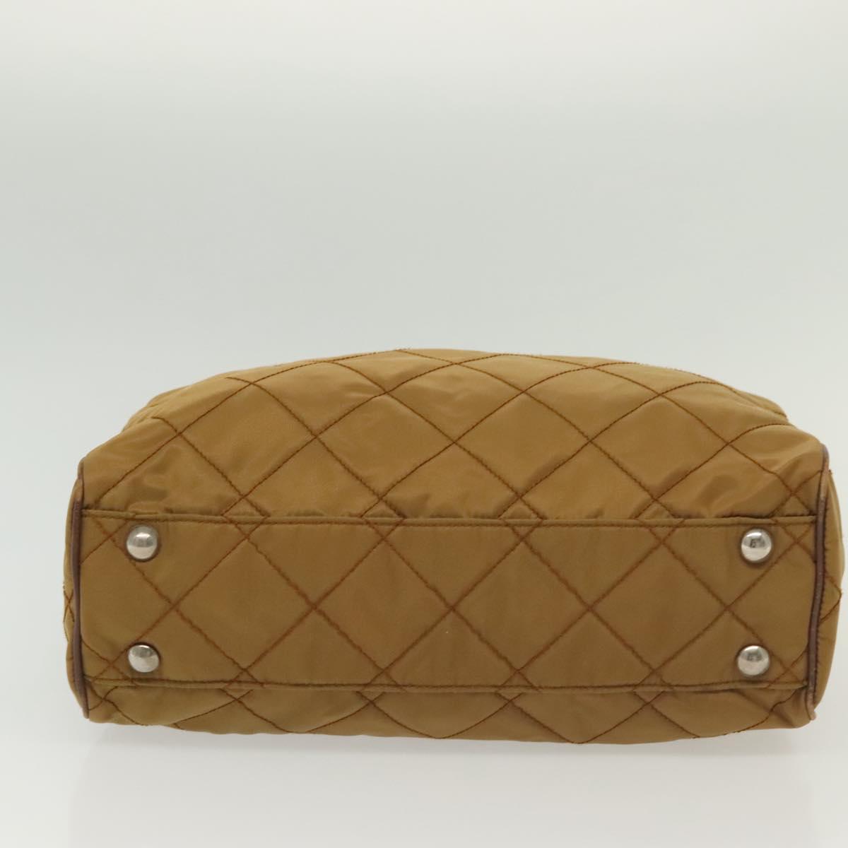 PRADA Chain Shoulder Bag Nylon Beige Silver