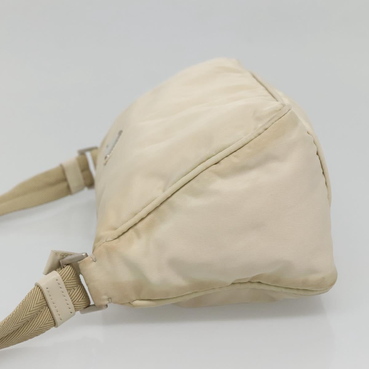 PRADA Shoulder Bag Nylon Beige Silver