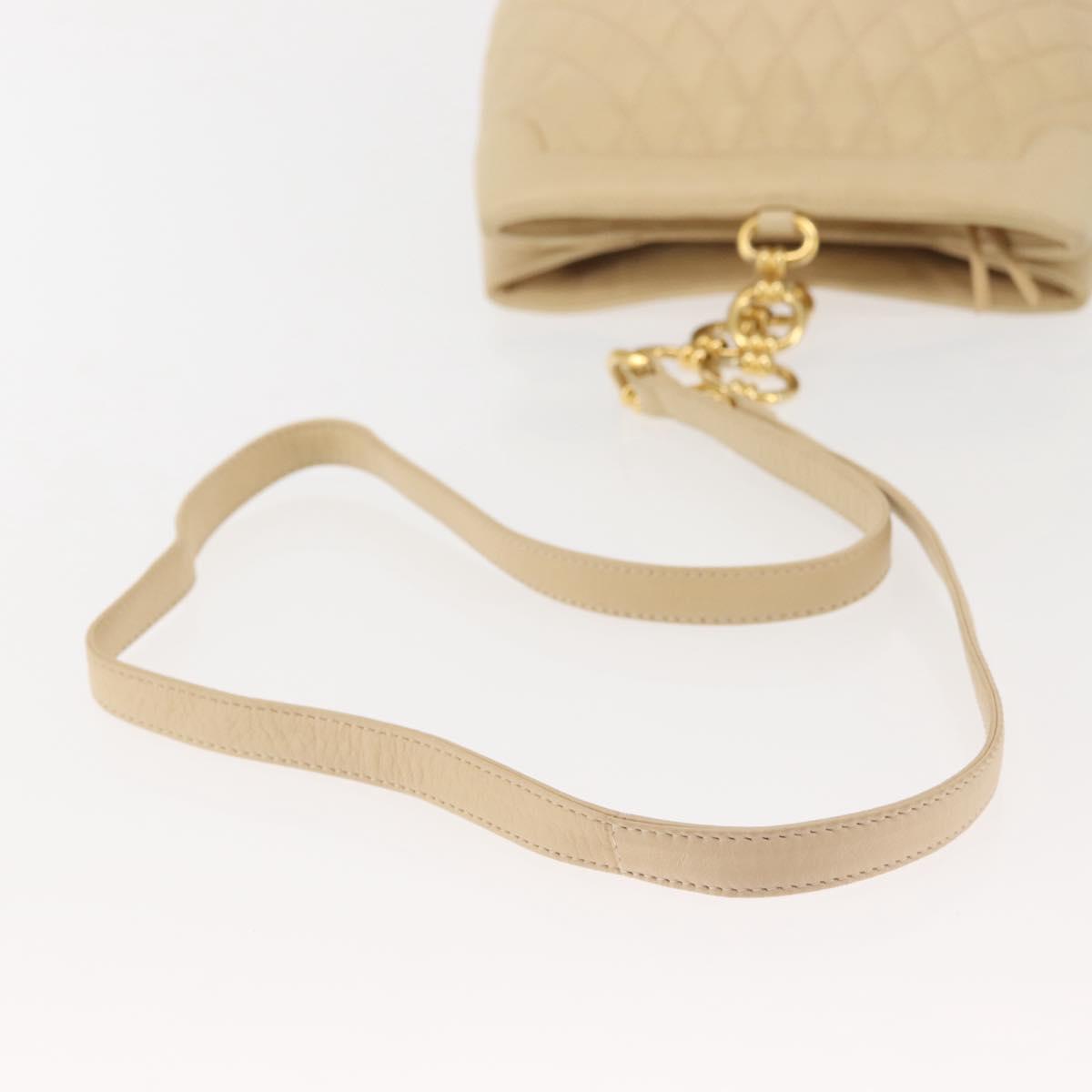 BALLY Shoulder Bag Leather Beige Gold