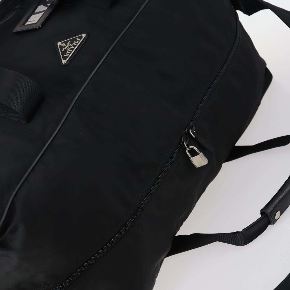PRADA Boston Bag Nylon 2way Black Silver