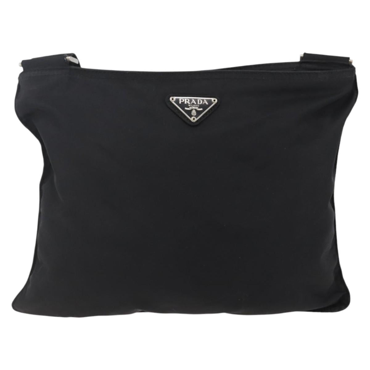 PRADA Shoulder Bag Nylon Black Silver