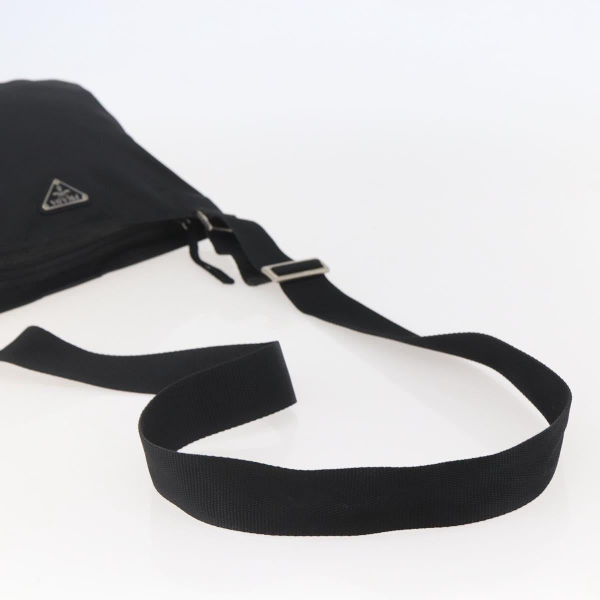 PRADA Shoulder Bag Nylon Black Silver