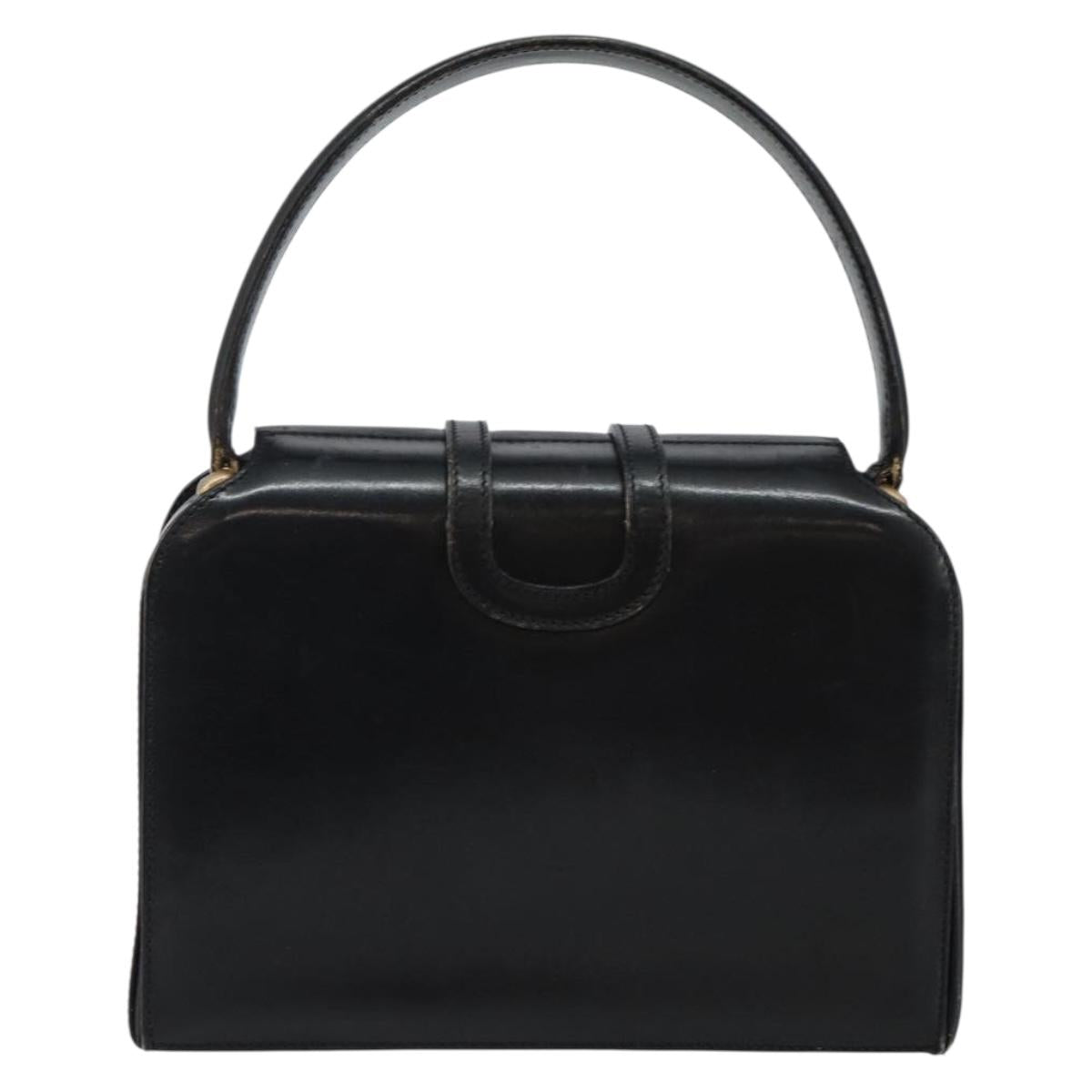 CELINE Hand Bag Leather Black Gold