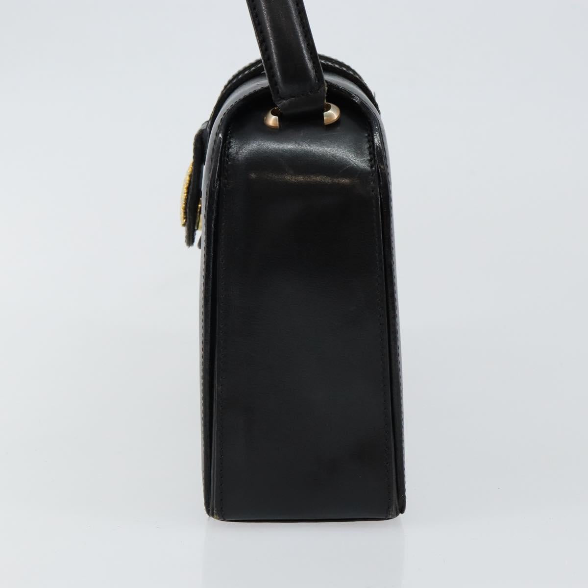 CELINE Hand Bag Leather Black Gold