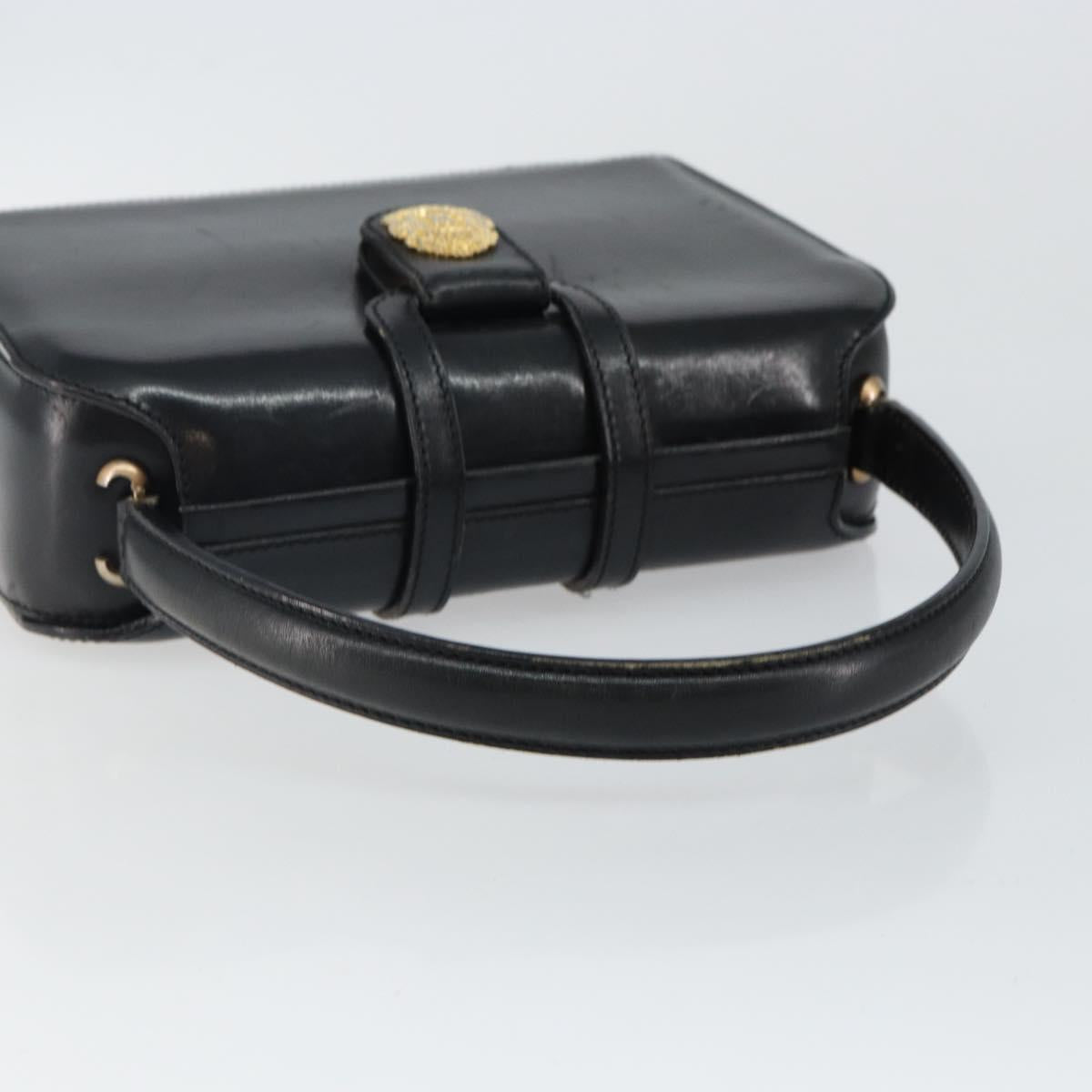 CELINE Hand Bag Leather Black Gold