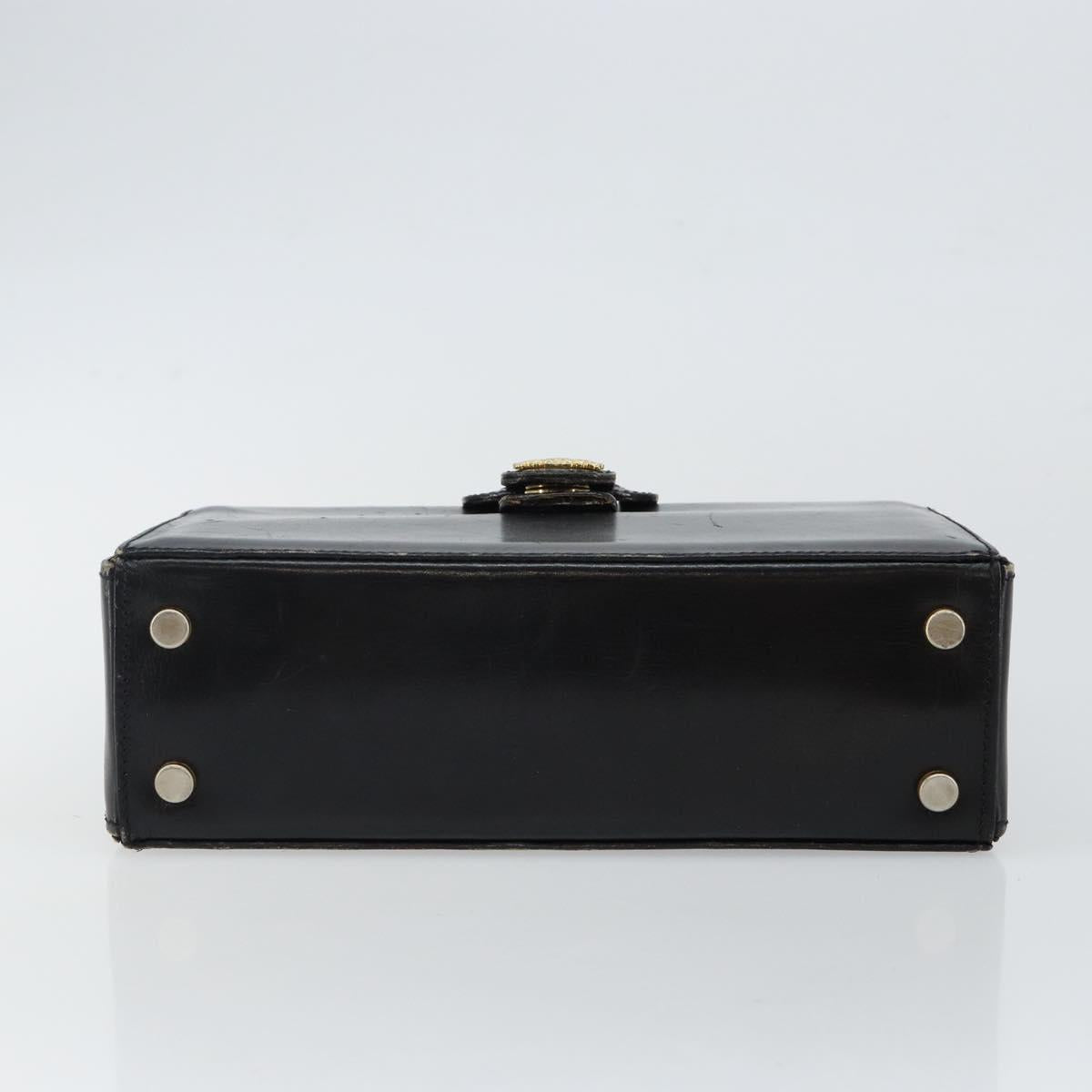 CELINE Hand Bag Leather Black Gold