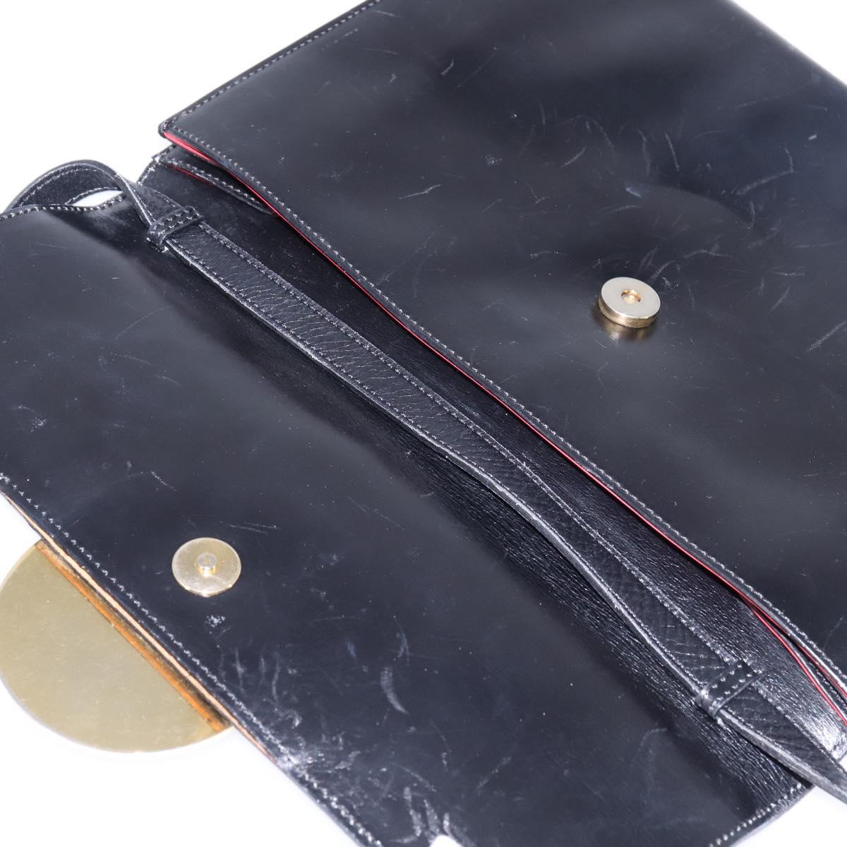 CELINE Circle Shoulder Bag Leather Black Gold