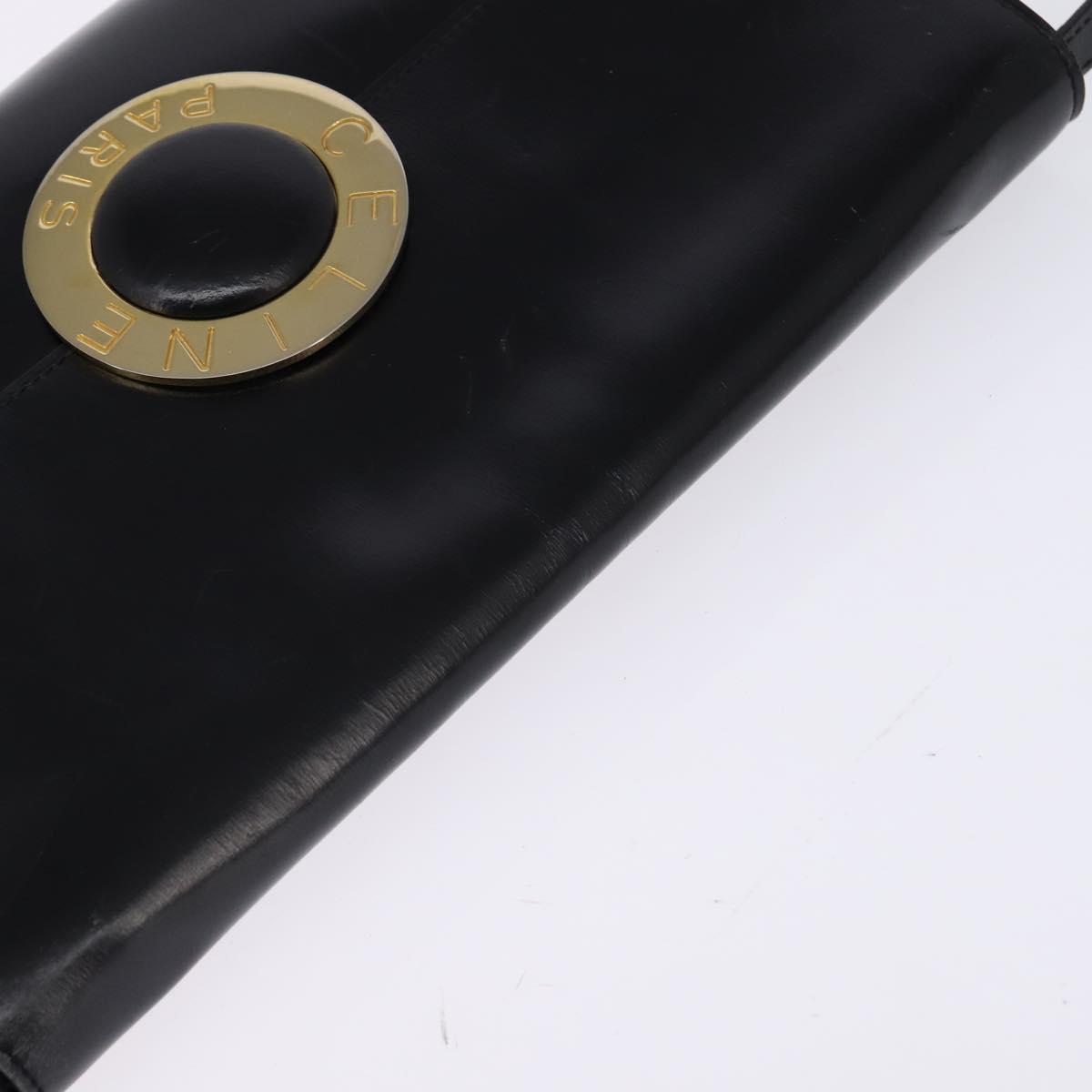 CELINE Circle Shoulder Bag Leather Black Gold