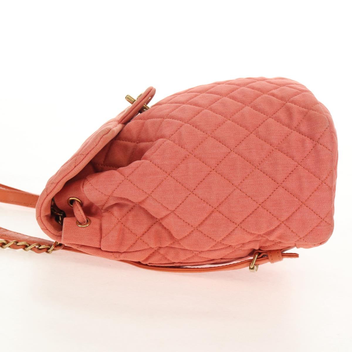 CHANEL Matelasse Backpack Denim Pink Gold CC