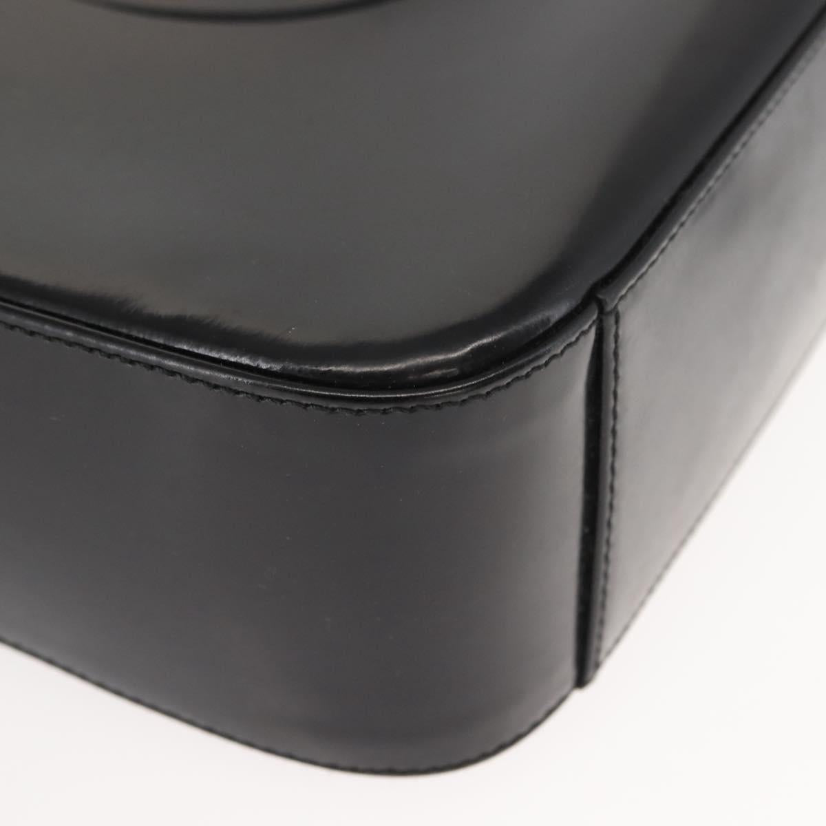 GUCCI Shoulder Bag Enamel Black Silver