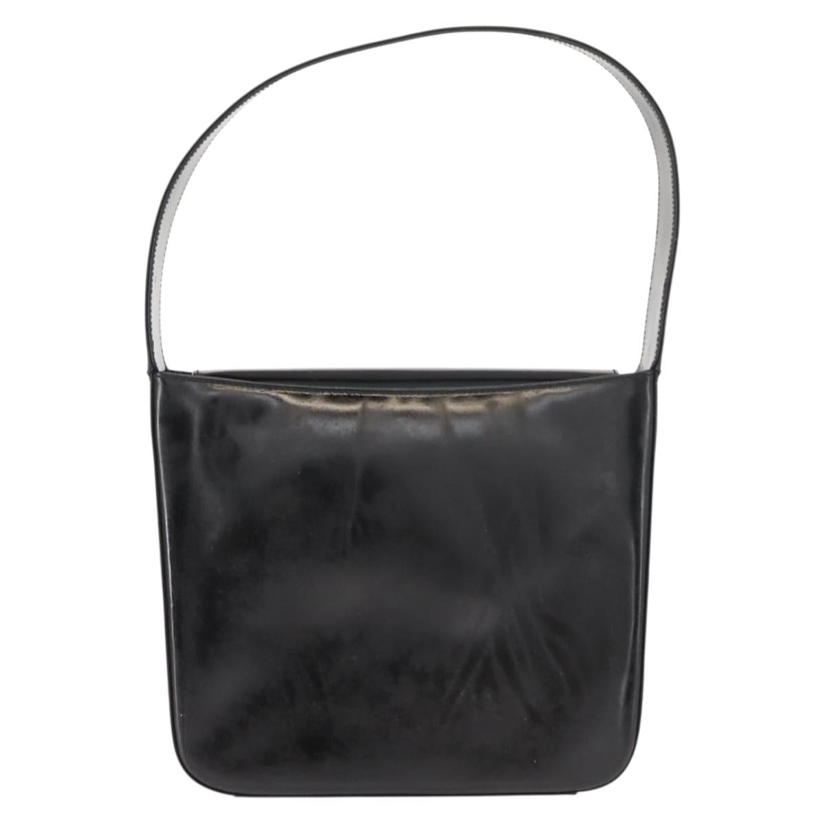 GUCCI Shoulder Bag Enamel Black Silver