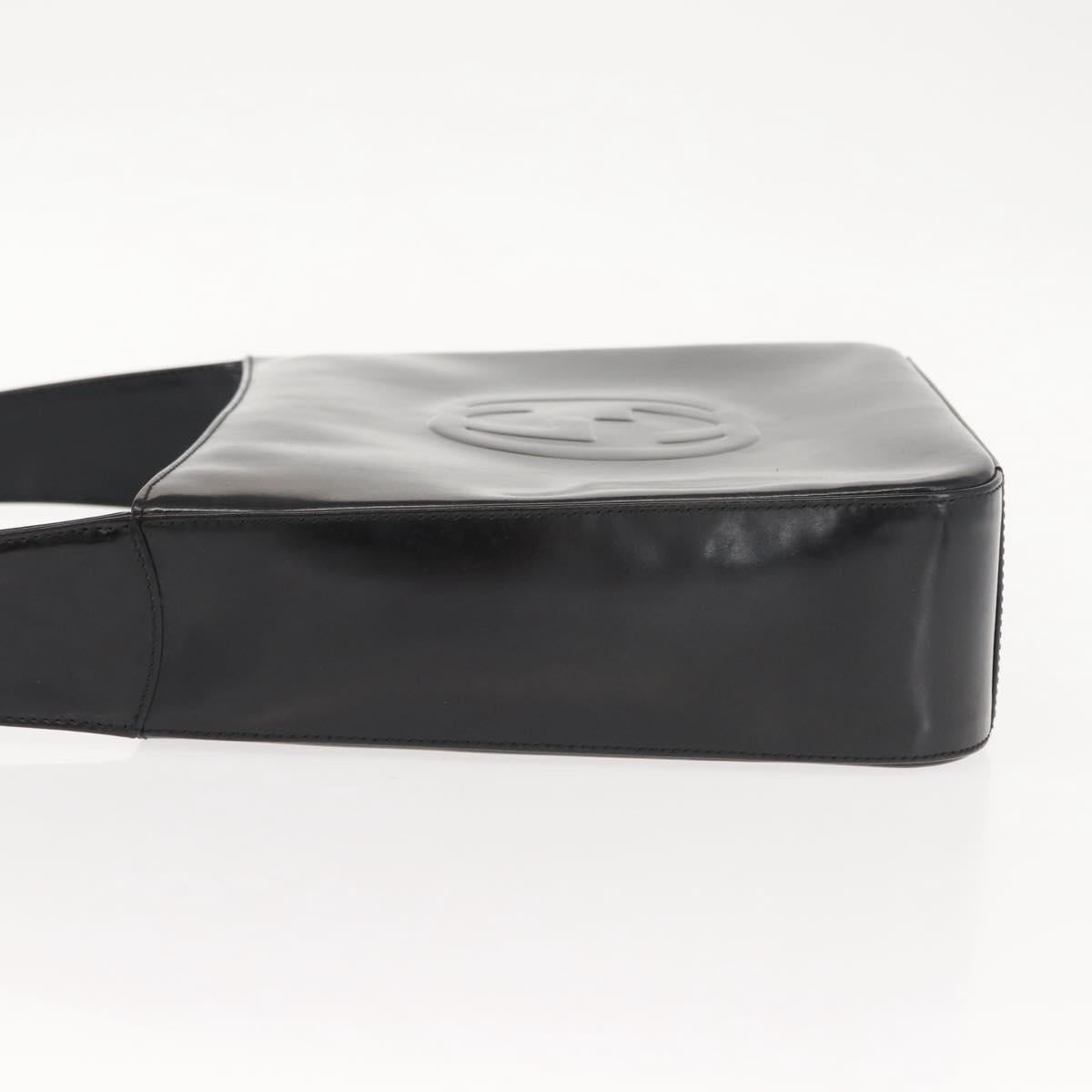 GUCCI Shoulder Bag Enamel Black Silver