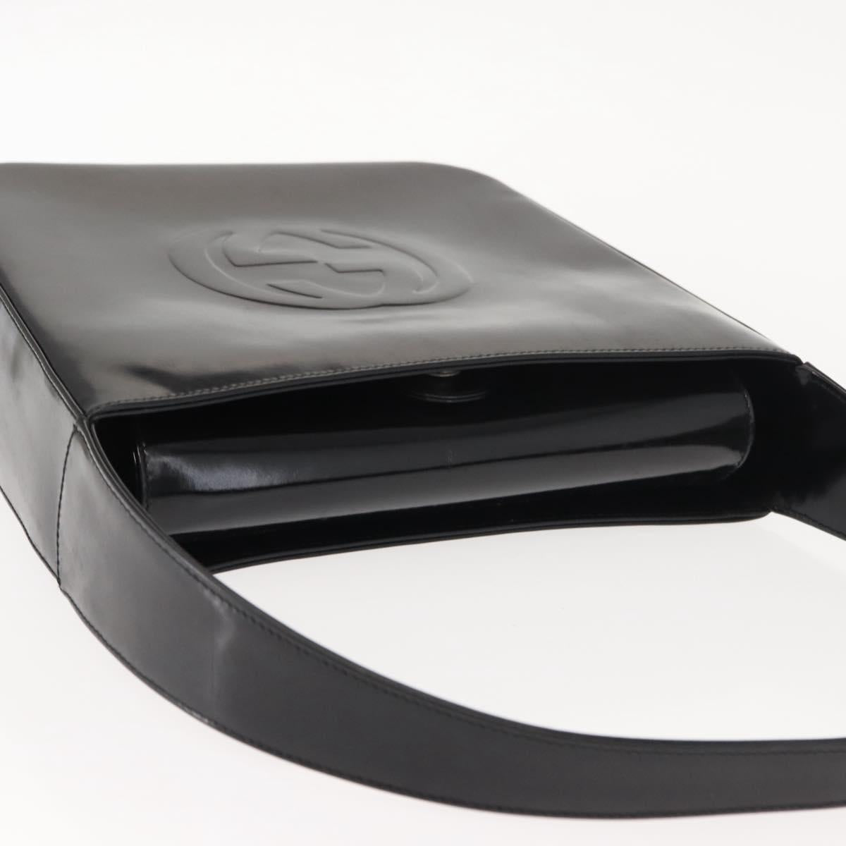 GUCCI Shoulder Bag Enamel Black Silver