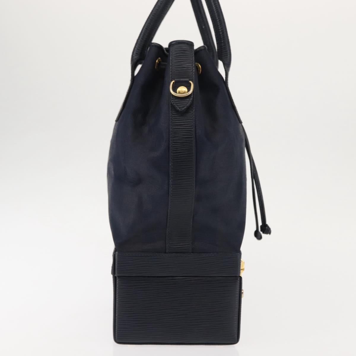 FENDI Pecan Canvas Hand Bag PVC Navy Gold