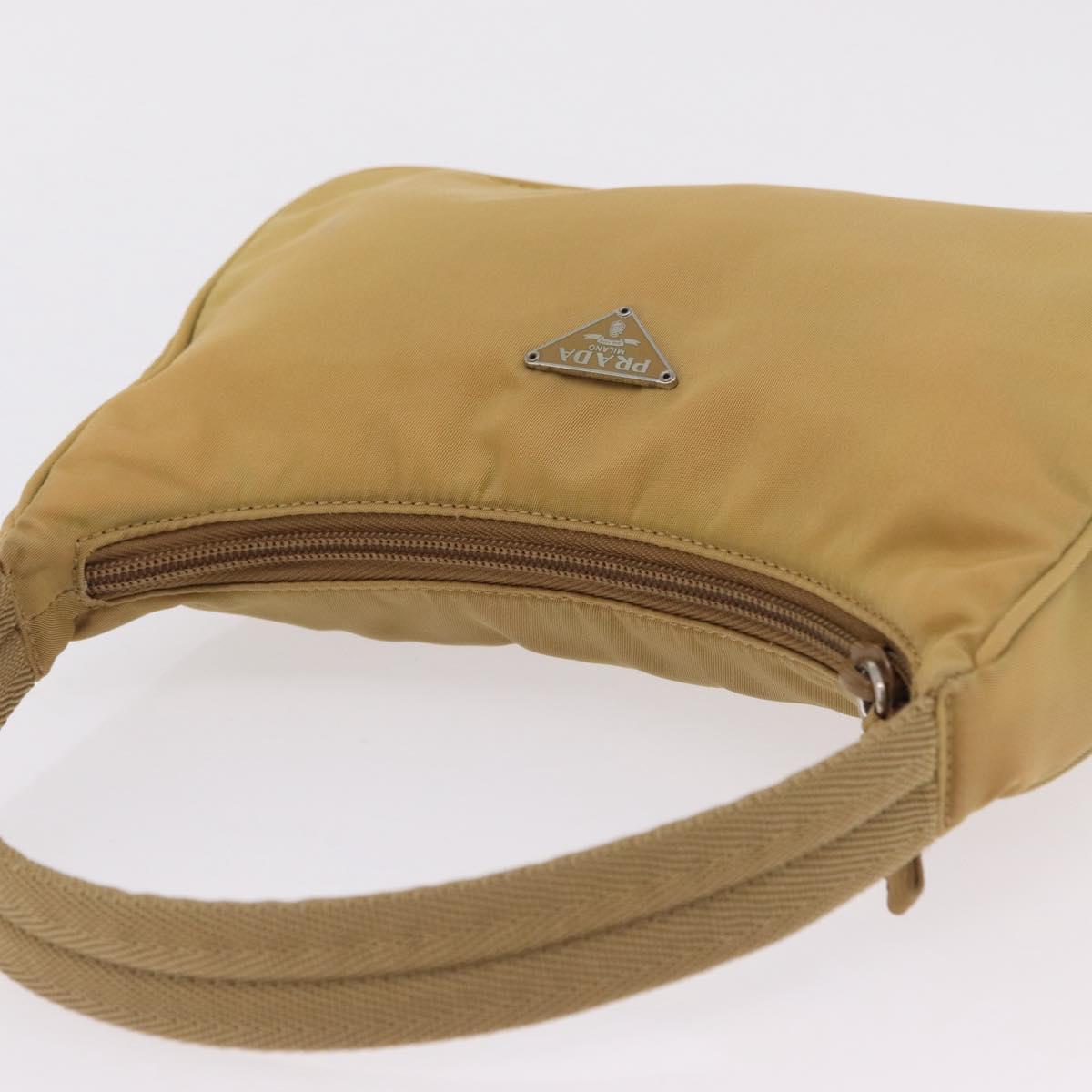 PRADA Accessory Pouch Nylon Beige Silver