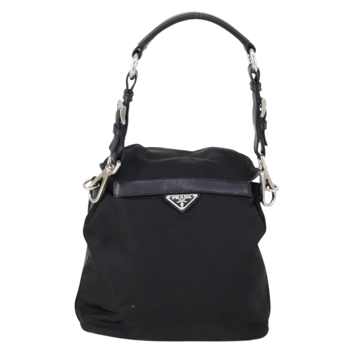 PRADA Shoulder Bag Nylon Black Silver