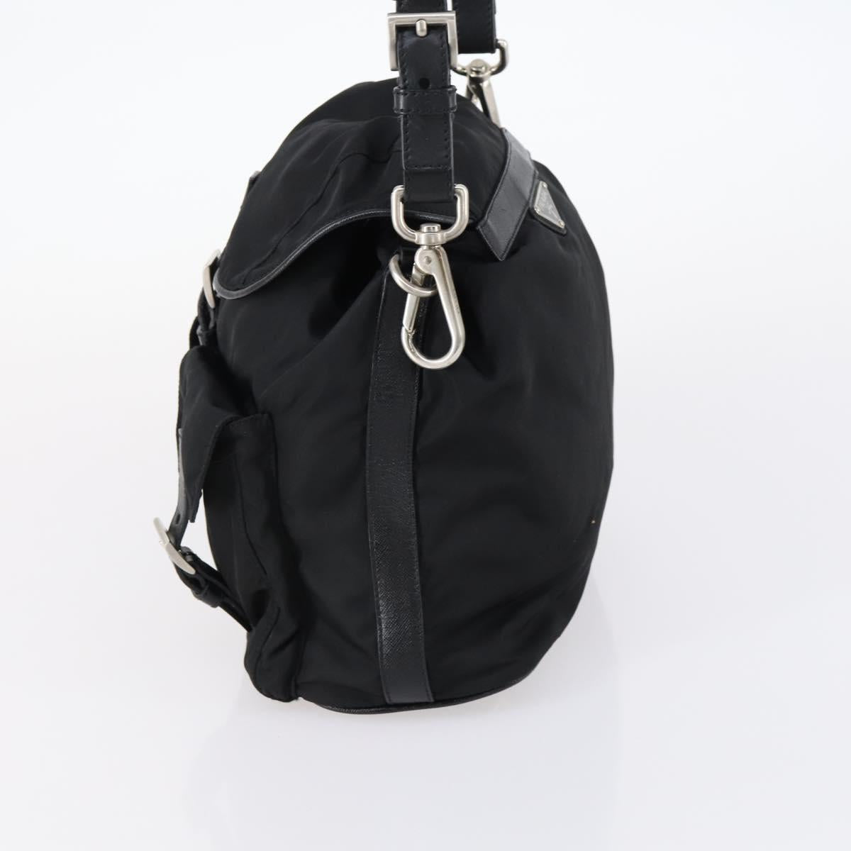 PRADA Shoulder Bag Nylon Black Silver