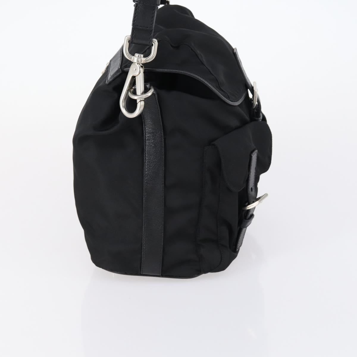 PRADA Shoulder Bag Nylon Black Silver
