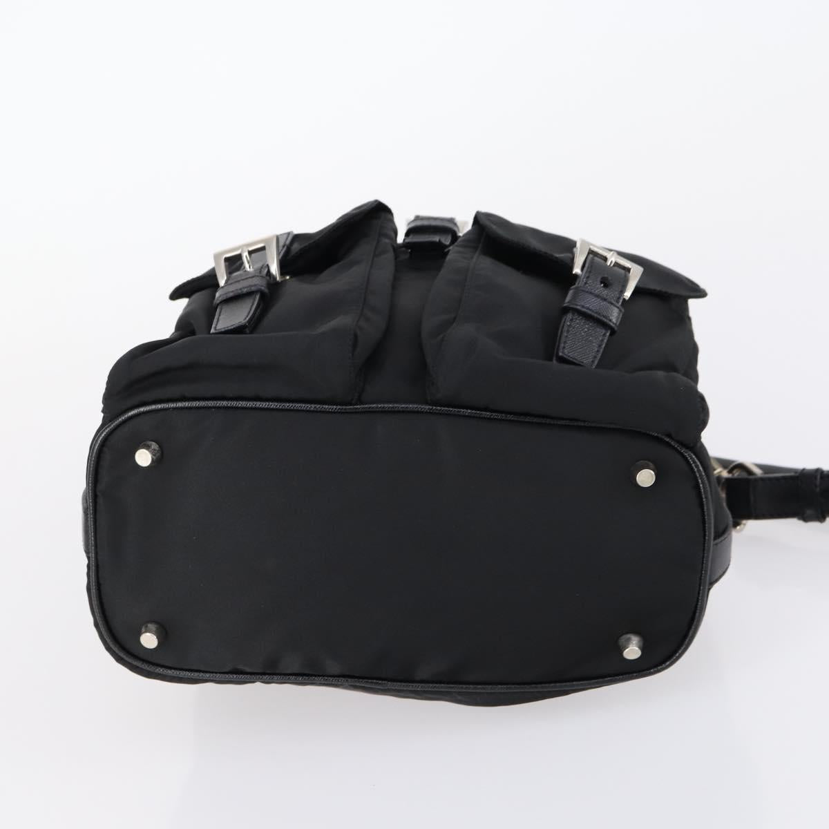 PRADA Shoulder Bag Nylon Black Silver