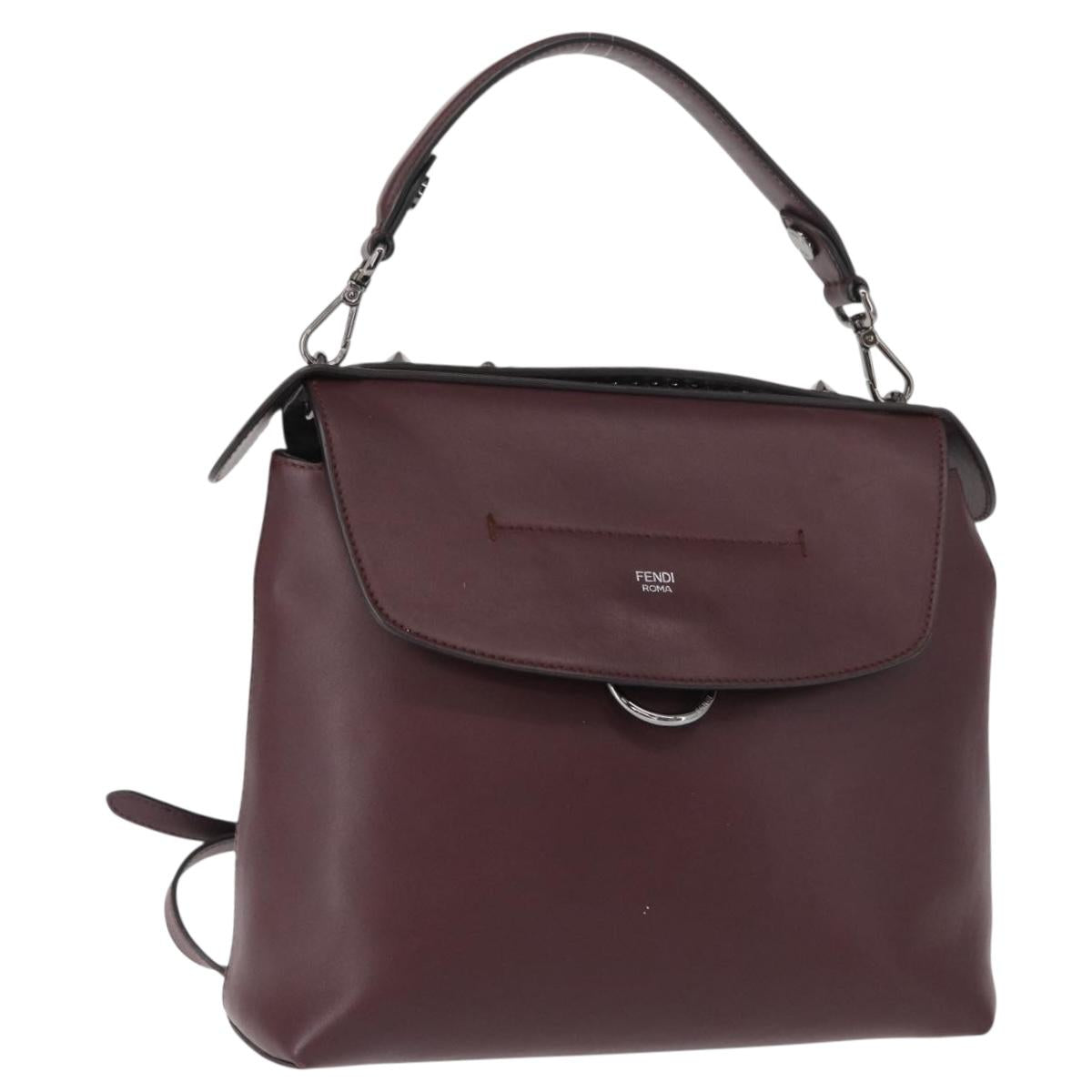 FENDI Back To School Backpack Leather 2way Bordeaux Silver