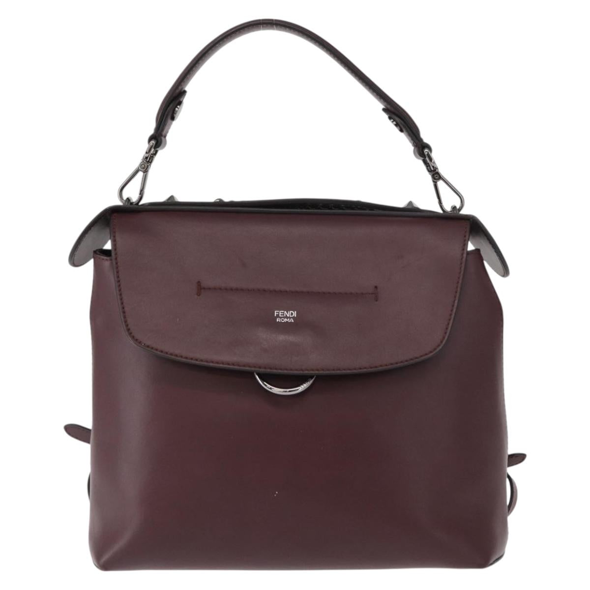 FENDI Back To School Backpack Leather 2way Bordeaux Silver