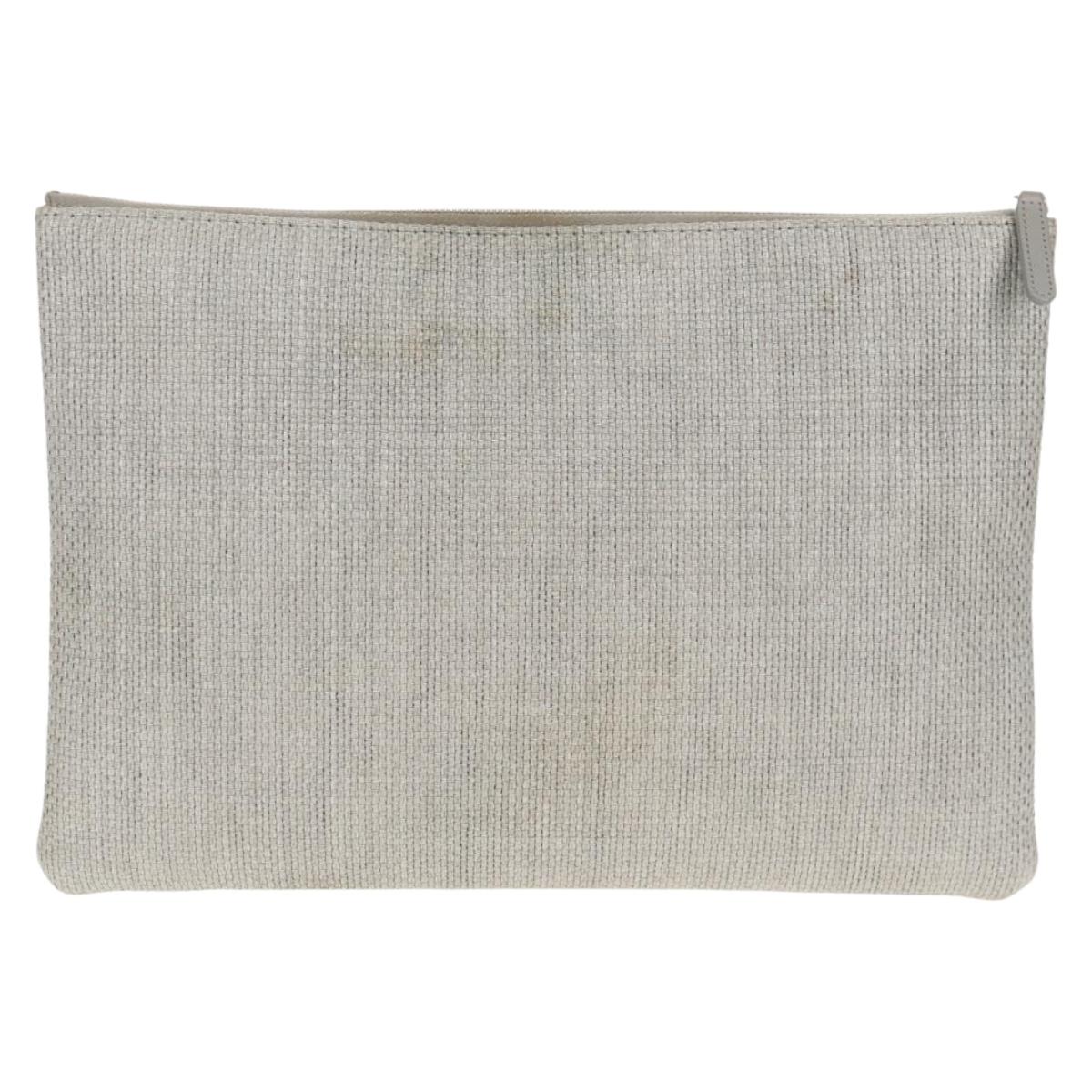 CHANEL Clutch Bag Canvas Gray CC