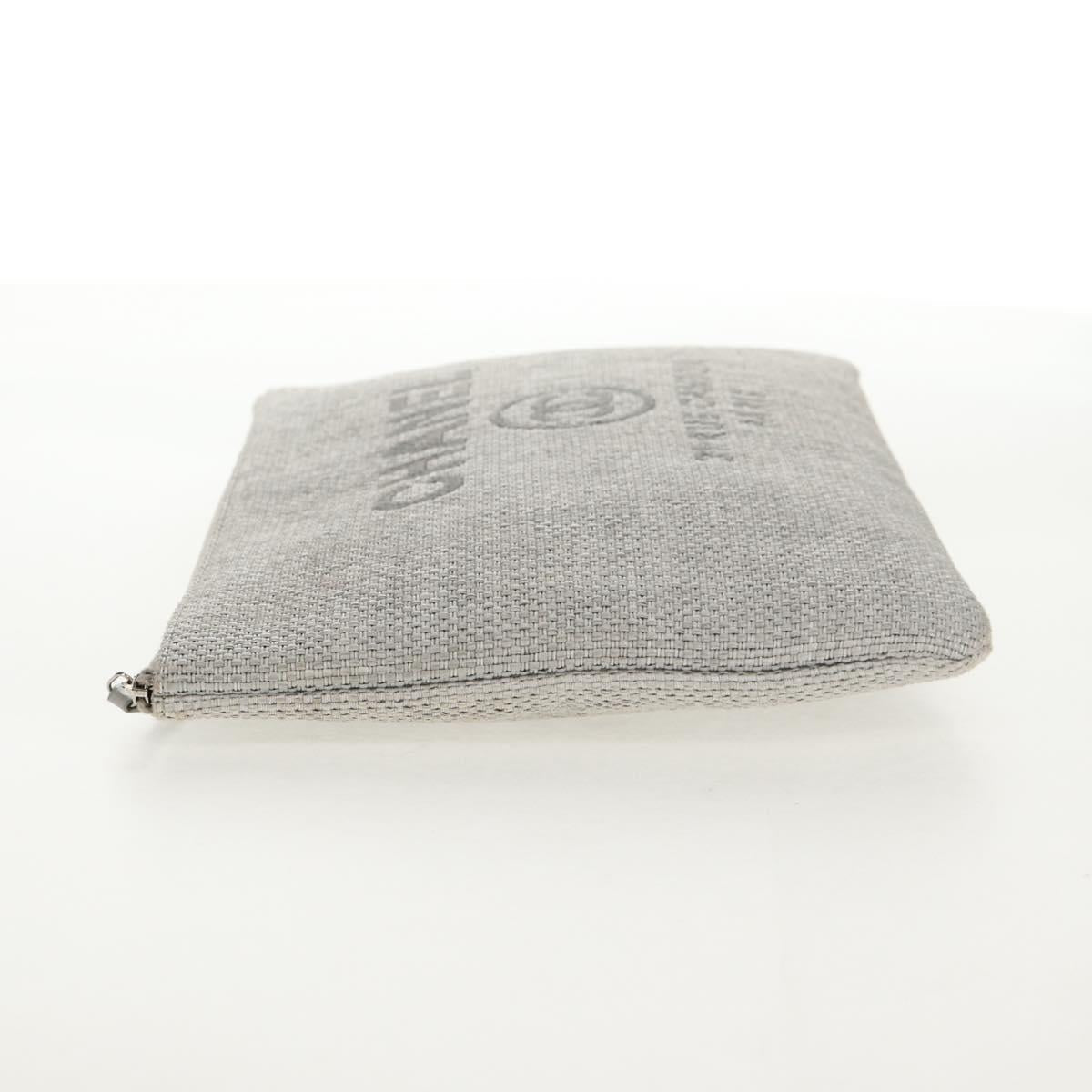 CHANEL Clutch Bag Canvas Gray CC