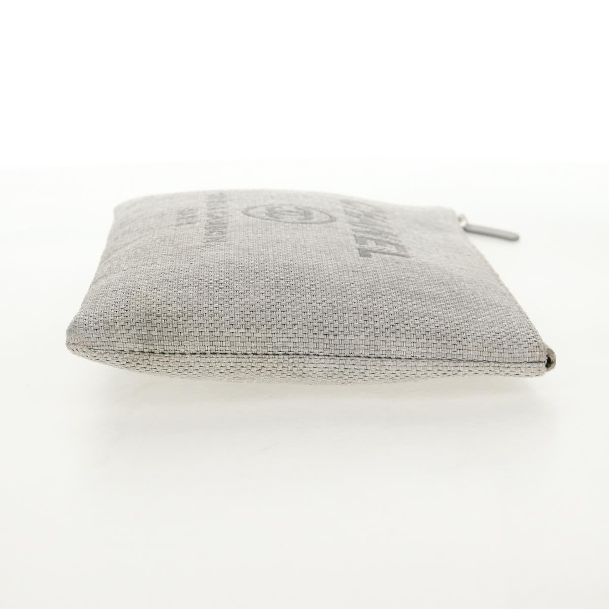 CHANEL Clutch Bag Canvas Gray CC