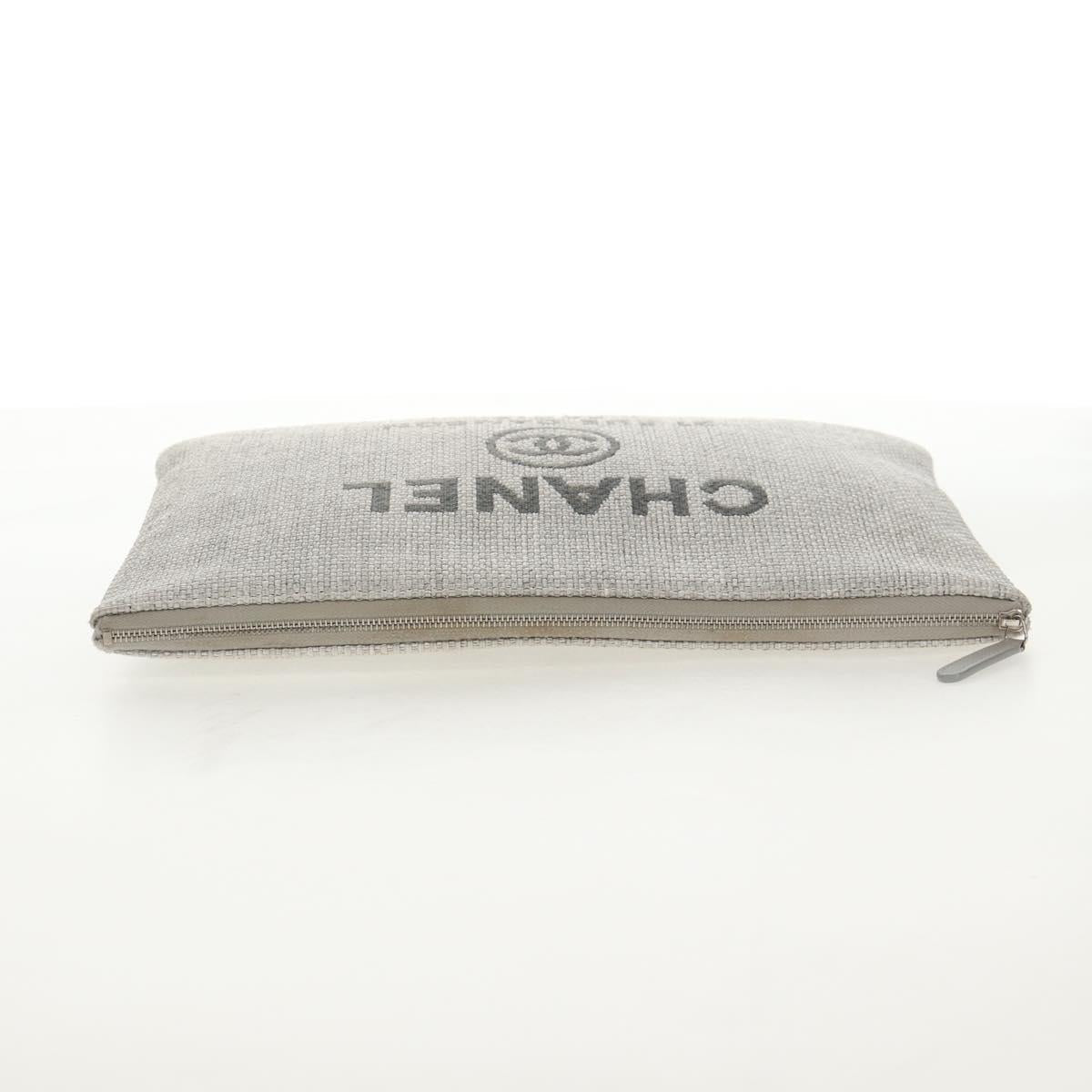CHANEL Clutch Bag Canvas Gray CC