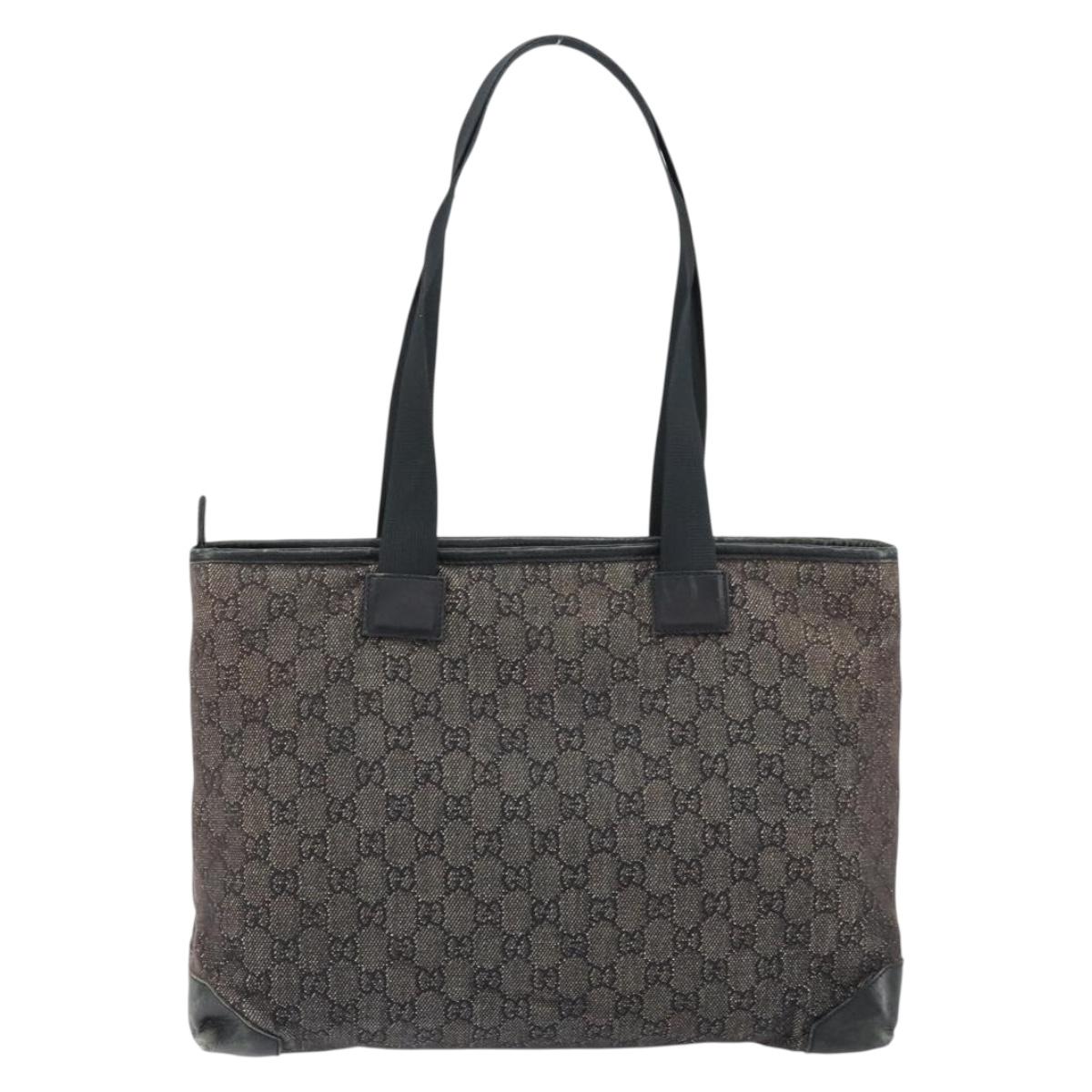GUCCI GG Canvas Shoulder Bag Black Silver 34339