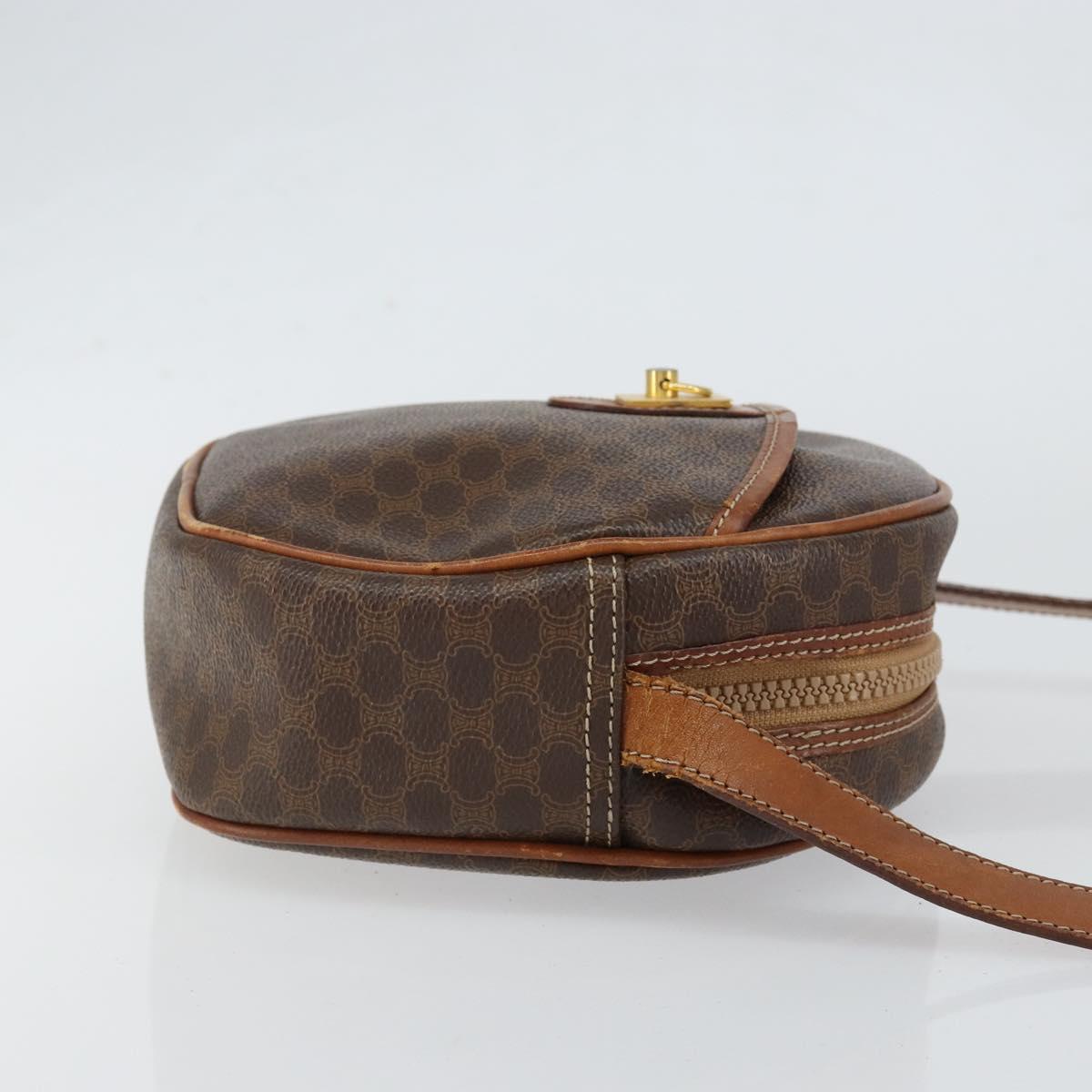 CELINE Macadam Canvas Shoulder Bag PVC Leather Brown Gold