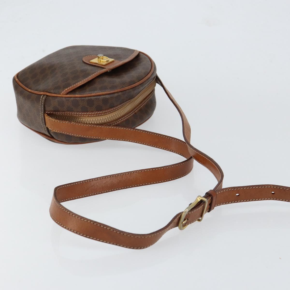CELINE Macadam Canvas Shoulder Bag PVC Leather Brown Gold